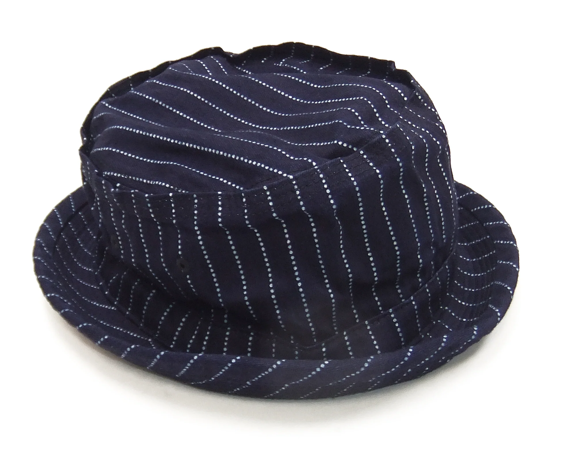 Sugar Cane Wabash Stripe Pork Pie Hat Men's Casual Upturned Short Brim Porkpie Hat SC02467 Navy-Blue - Image 3
