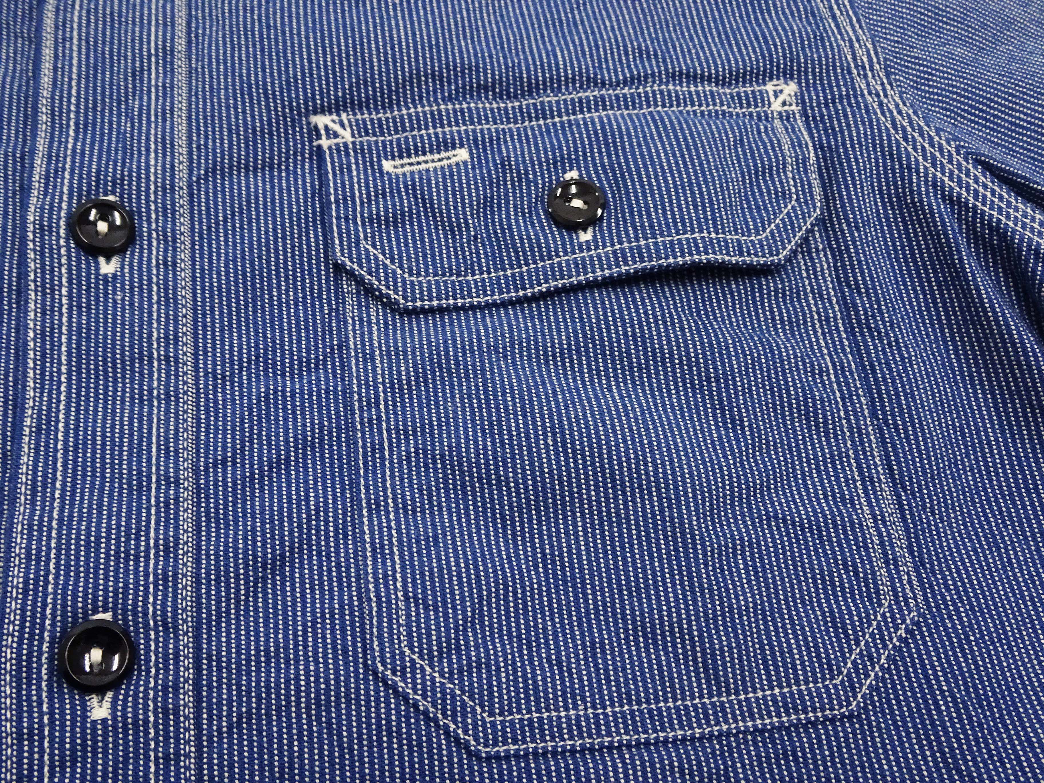 Sugar Cane Work Shirt with Vertical Hairline Code Stripe Pattern Men's Casual Jean Cord Long Sleeve Button Up Shirt SC25511 128 Navy-Blue - Image 9
