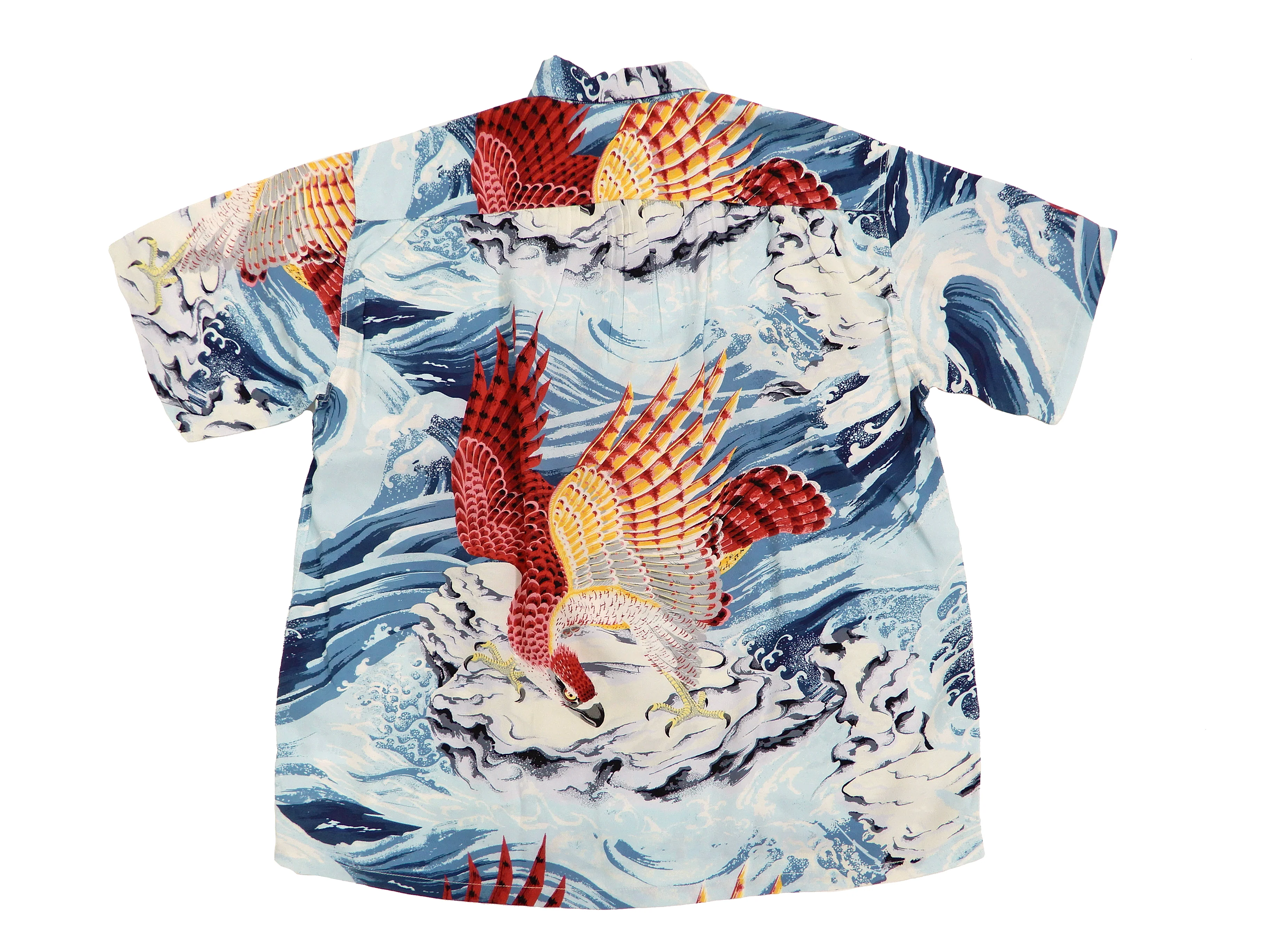 Sun Surf Men's Hawaiian Shirt Musa-Shiya Eagle Short Sleeve Aloha Shirt SS38415 Blue - Image 10