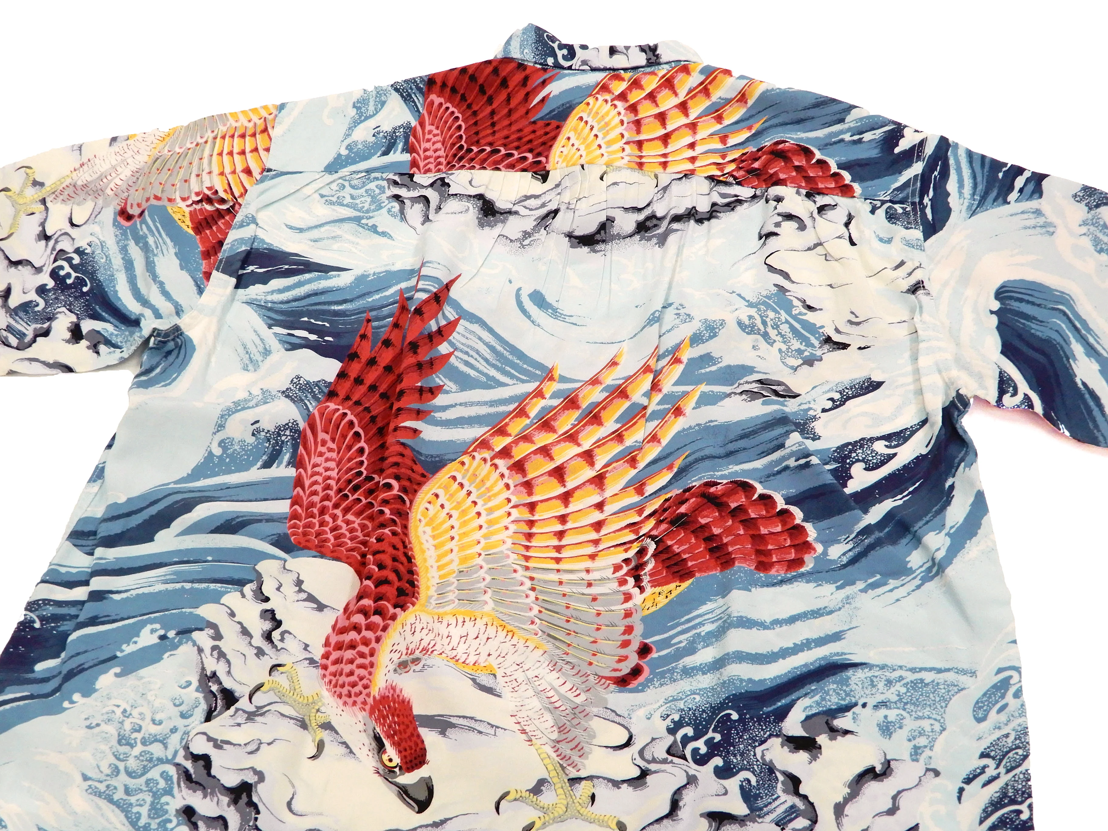 Sun Surf Men's Hawaiian Shirt Musa-Shiya Eagle Short Sleeve Aloha Shirt SS38415 Blue - Image 11