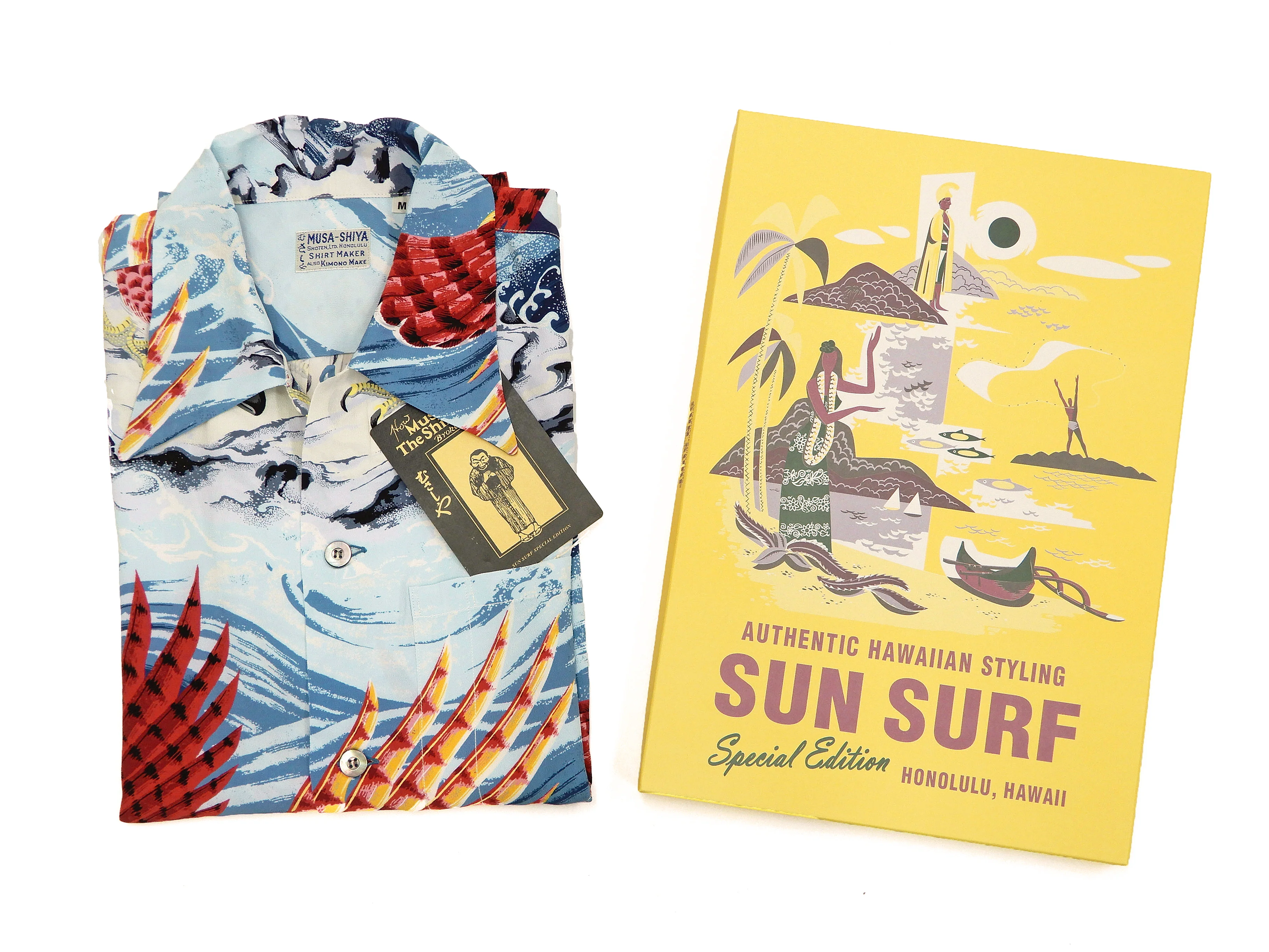 Sun Surf Men's Hawaiian Shirt Musa-Shiya Eagle Short Sleeve Aloha Shirt SS38415 Blue - Image 12