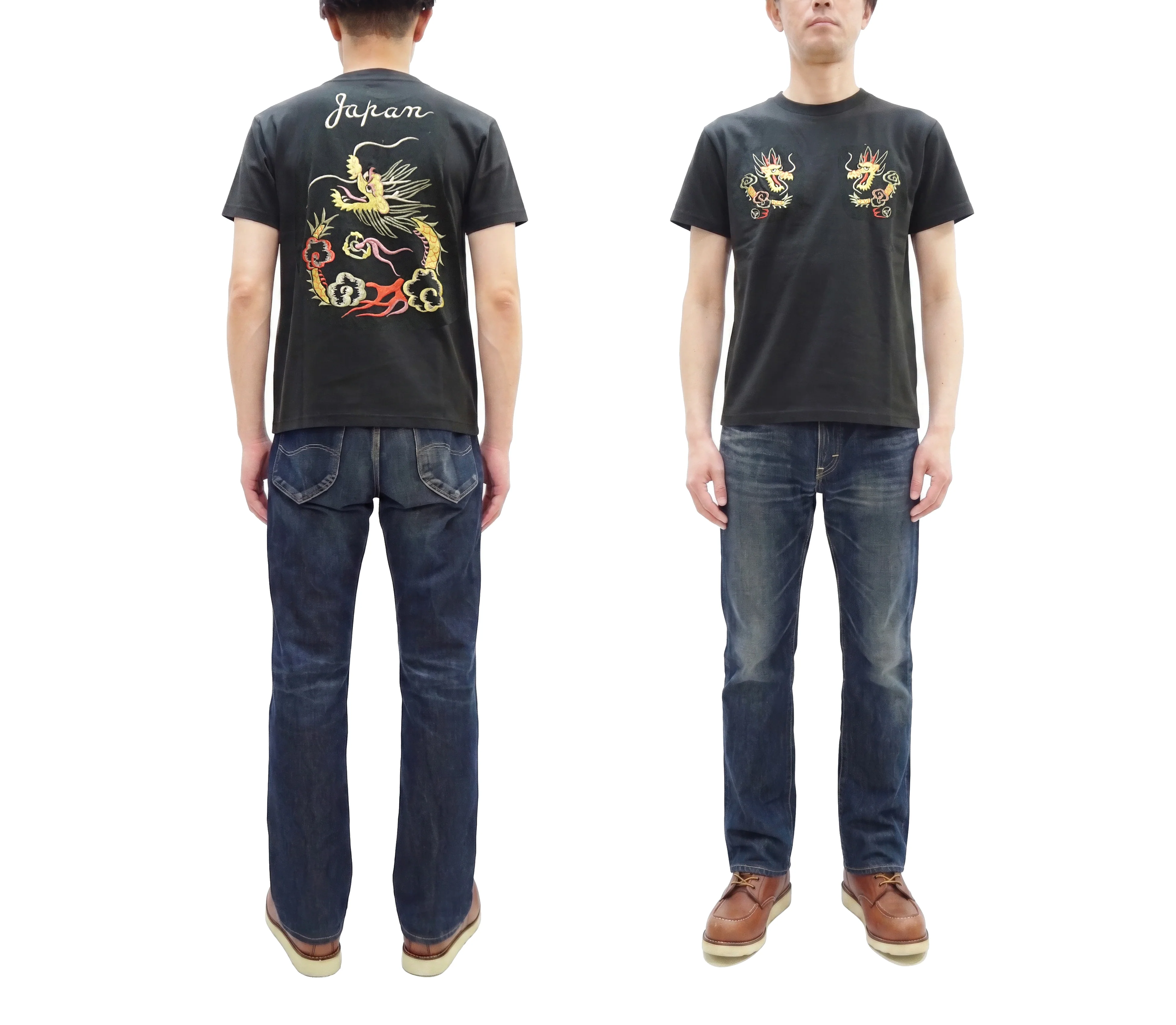 Tailor Toyo Men's Dragon-Embroidered Short Sleeve T-Shirt, Sukajan-Inspired Cotton Tee (Toyo Enterprises TT79744 118 Antique Black) - Image 3