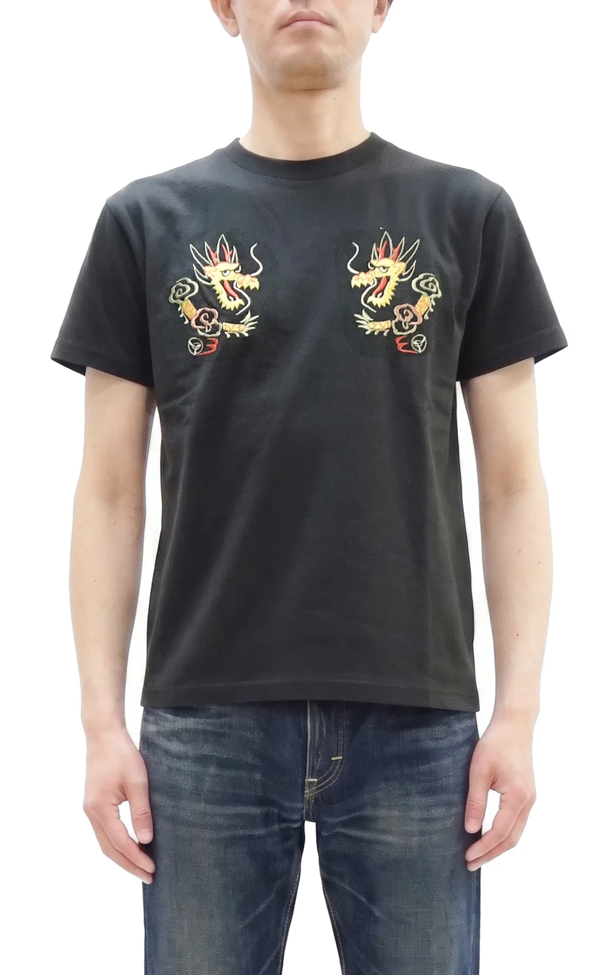 Tailor Toyo Men's Dragon-Embroidered Short Sleeve T-Shirt, Sukajan-Inspired Cotton Tee (Toyo Enterprises TT79744 118 Antique Black) - Image 4