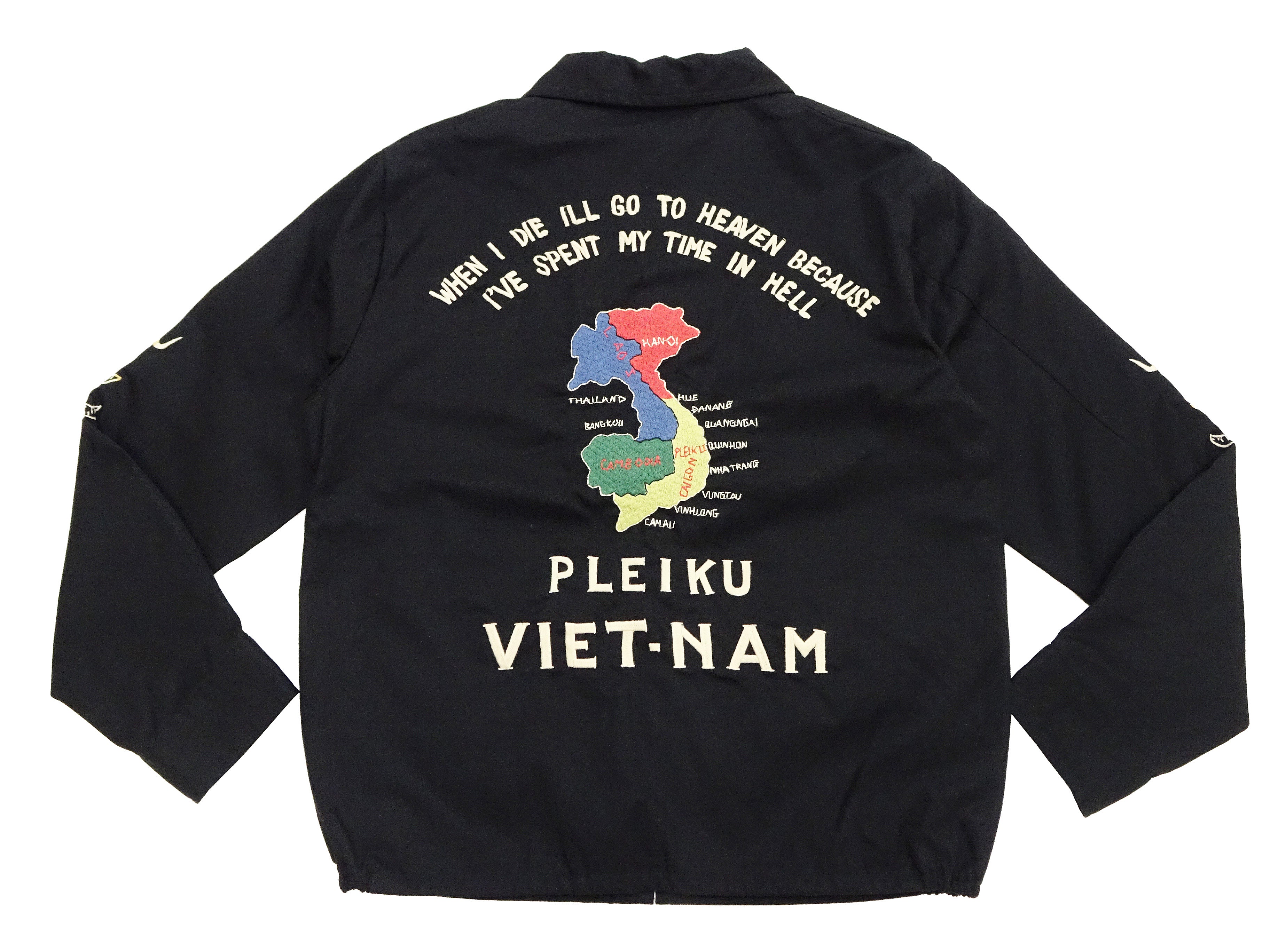 Tailor Toyo Men's Mid-1960s Cotton Vietnam Jacket "Vietnam Map" - Embroidered Vietnam Souvenir Tour Jacket, Pleiku-Inspired Reproduction (TT15892 119 Black) - Image 7