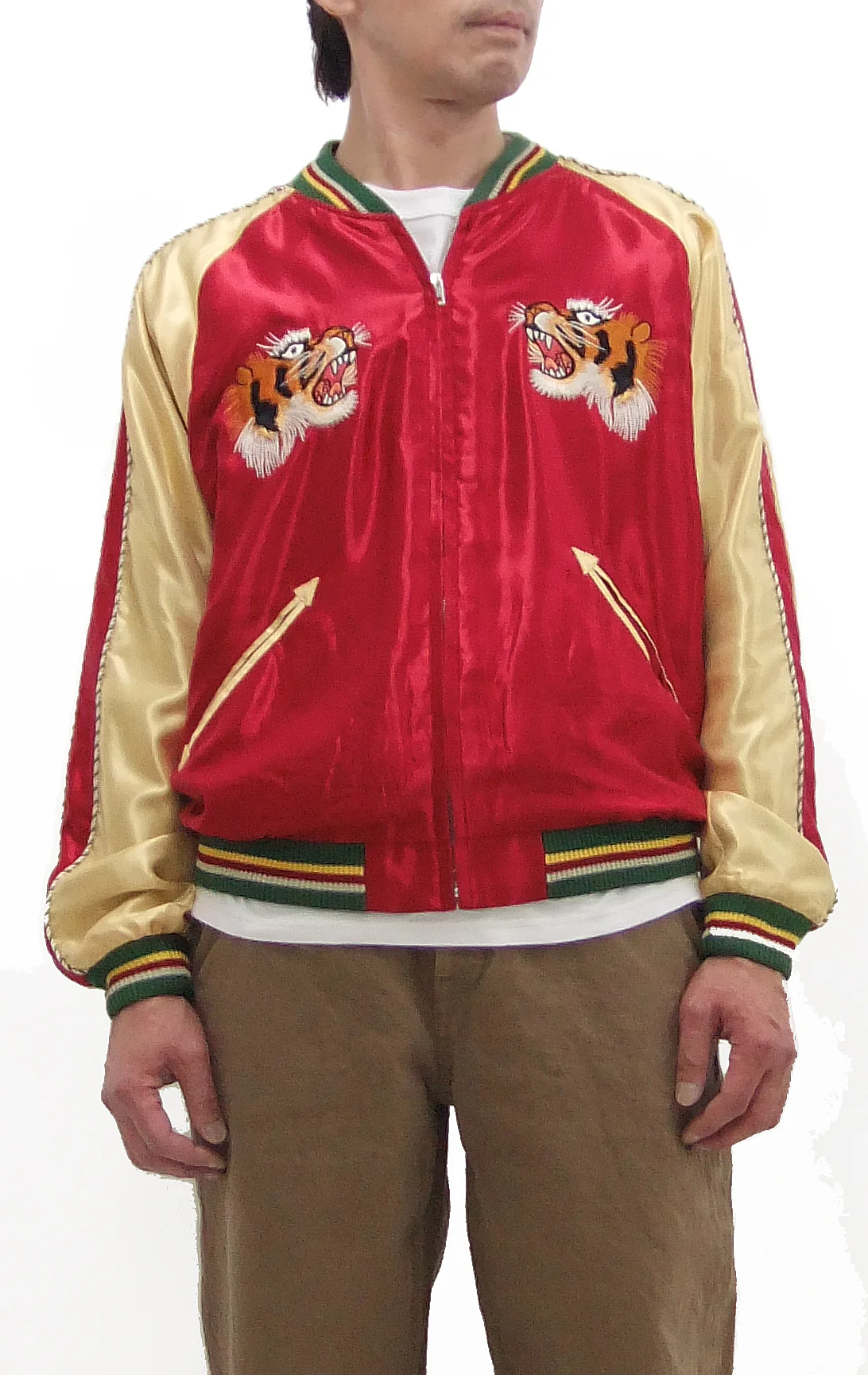Tailor Toyo Sukajan Jacket TT15790 - Men's Satin Reversible Embroidered Japanese Souvenir Jacket - TT15790-170 Eagle x Blue Tiger Wine x Silver - Image 6