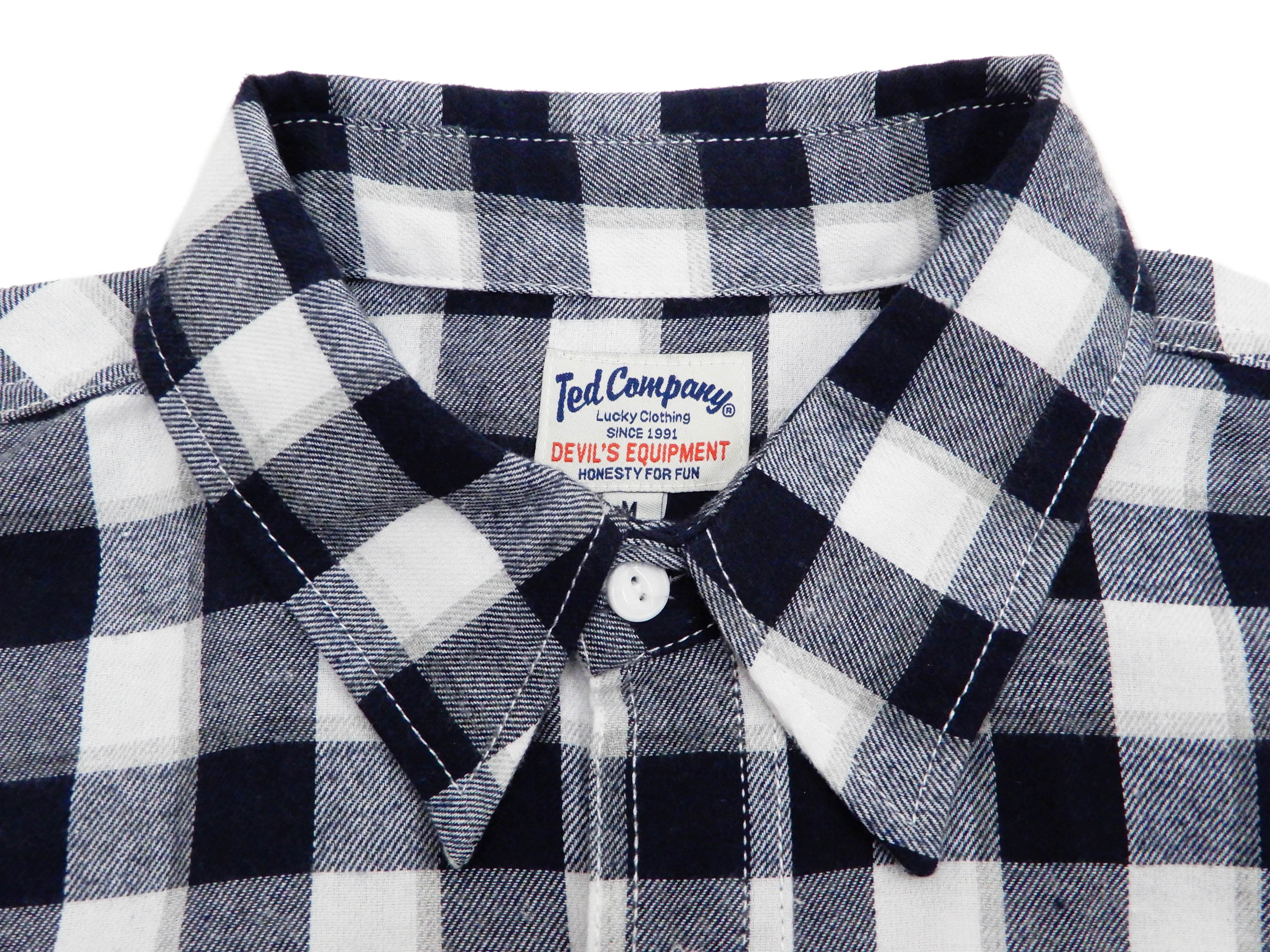 Tedman Custom Embroidered Plaid Flannel Shirt Men's Long Sleeve Shirt TNS-700 Off/Navy - Image 10
