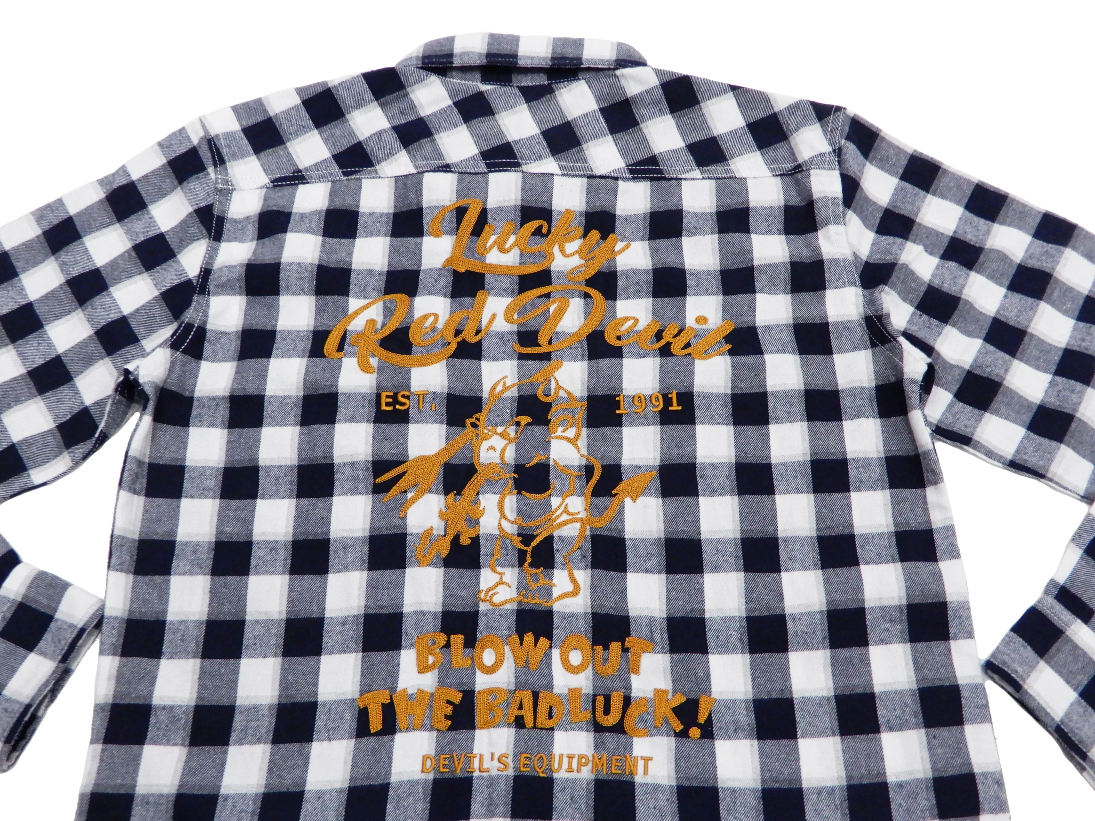 Tedman Custom Embroidered Plaid Flannel Shirt Men's Long Sleeve Shirt TNS-700 Off/Navy - Image 6