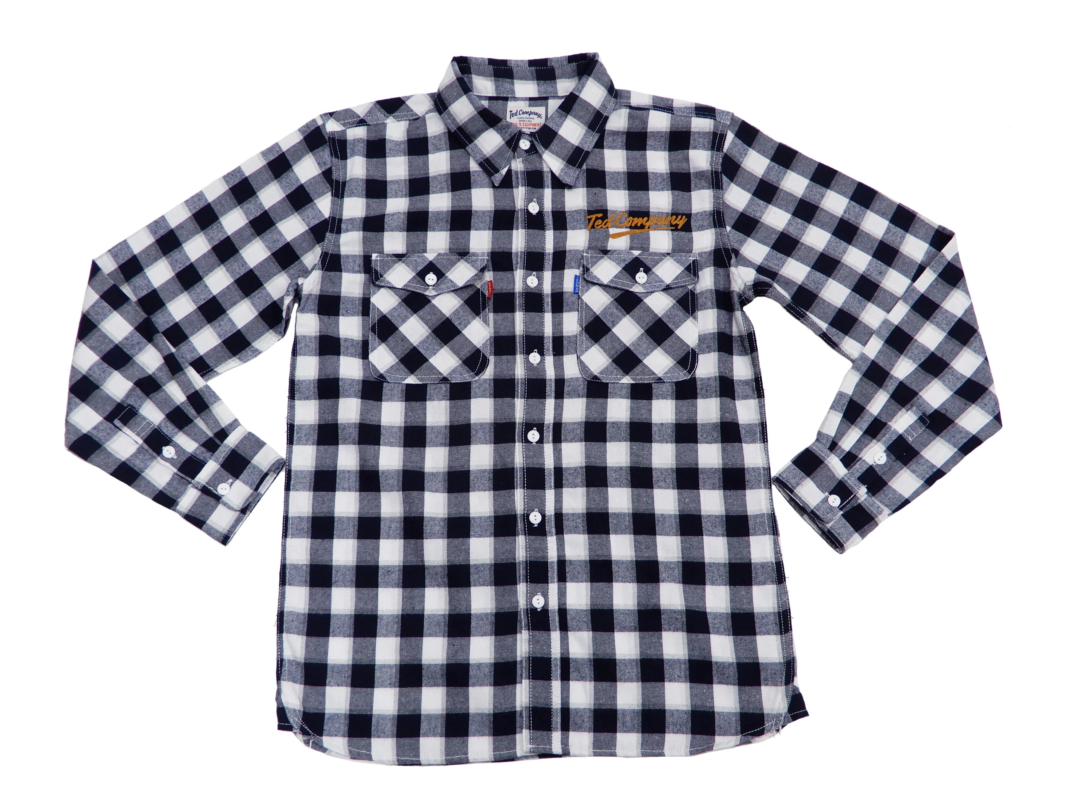 Tedman Custom Embroidered Plaid Flannel Shirt Men's Long Sleeve Shirt TNS-700 Off/Navy - Image 8