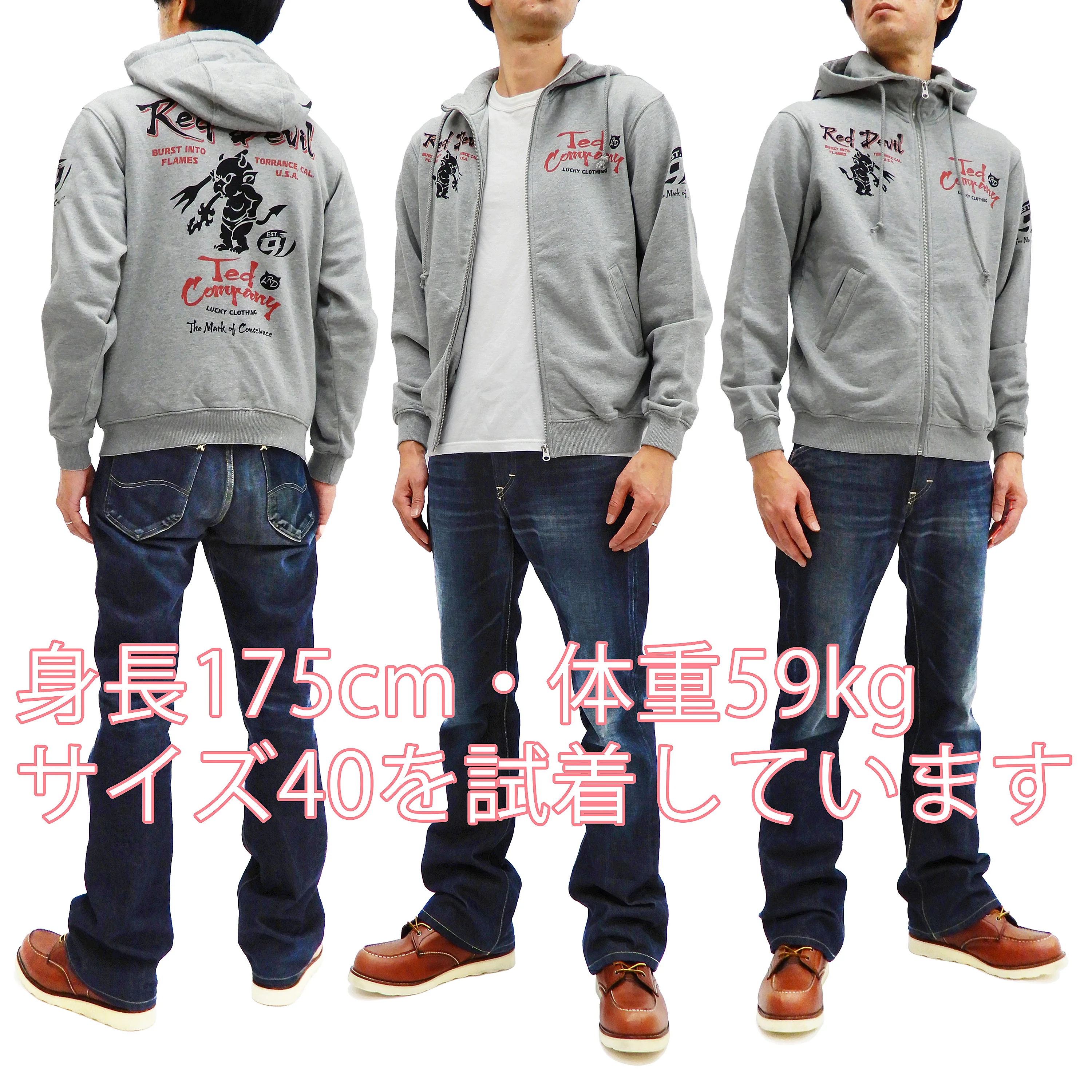 Tedman Full Zip Hoodie Men's Graphic Printed Zip-Up Hooded Sweatshirt TDSP-156 Ash-Gray - Image 2