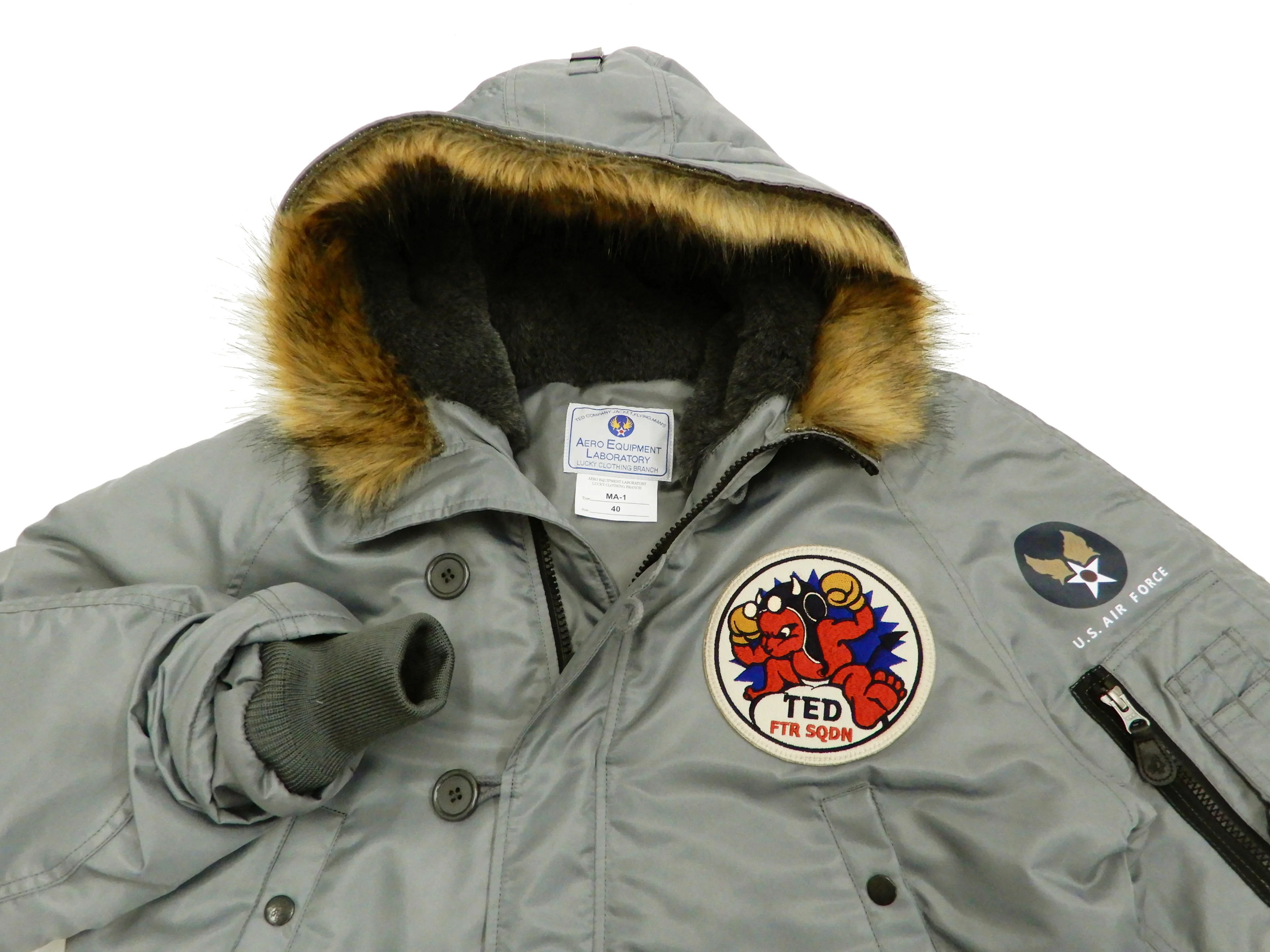 Tedman N-3B Parka Men's Winter Padded Coat Jacket with Patch TN3B-070 TN3-B-070 Gray - Image 6