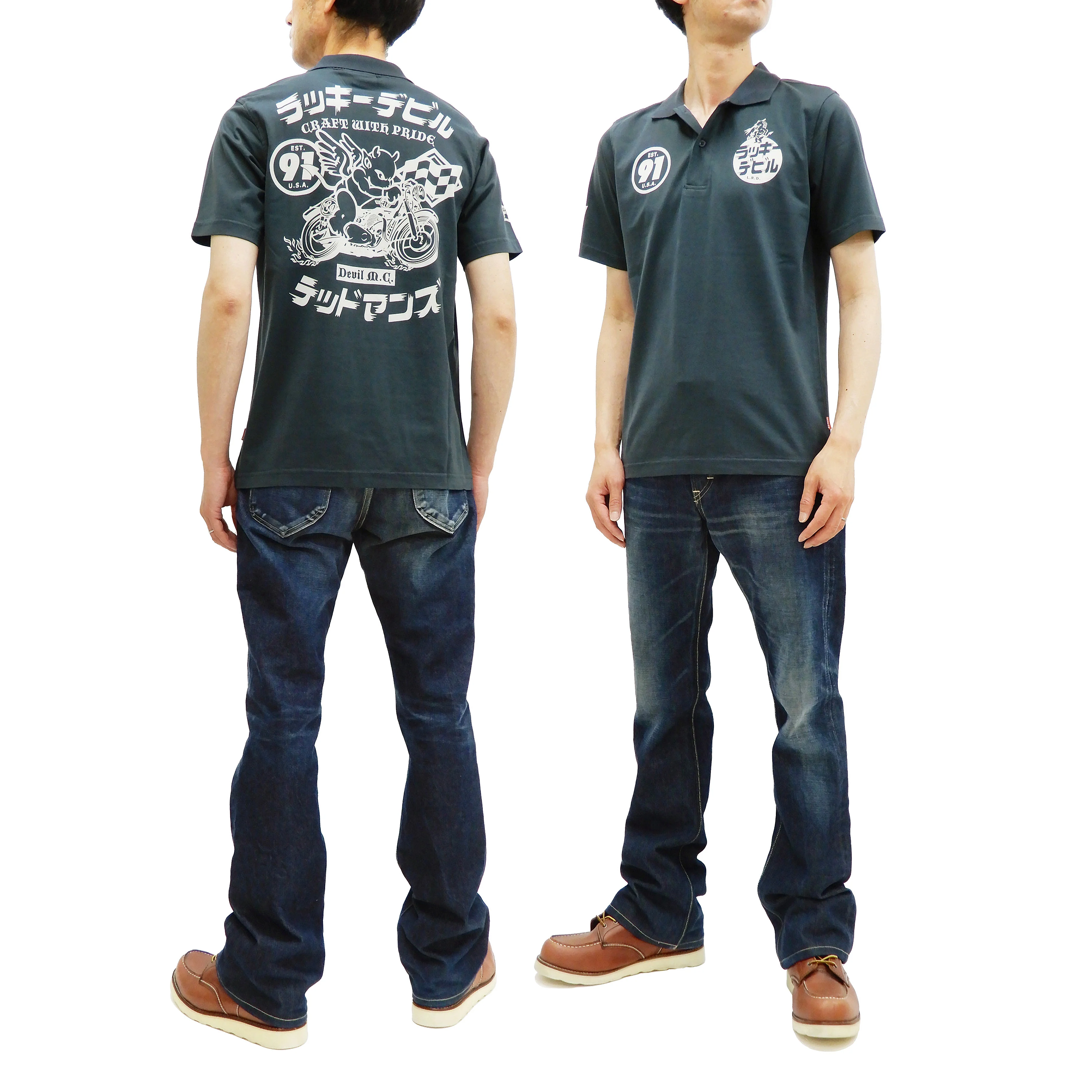 Tedman Polo Shirt Men's Short Sleeve Cotton Jersey Graphic Polo Shirt TMSP-700 Faded-Dark-Blue - Image 3