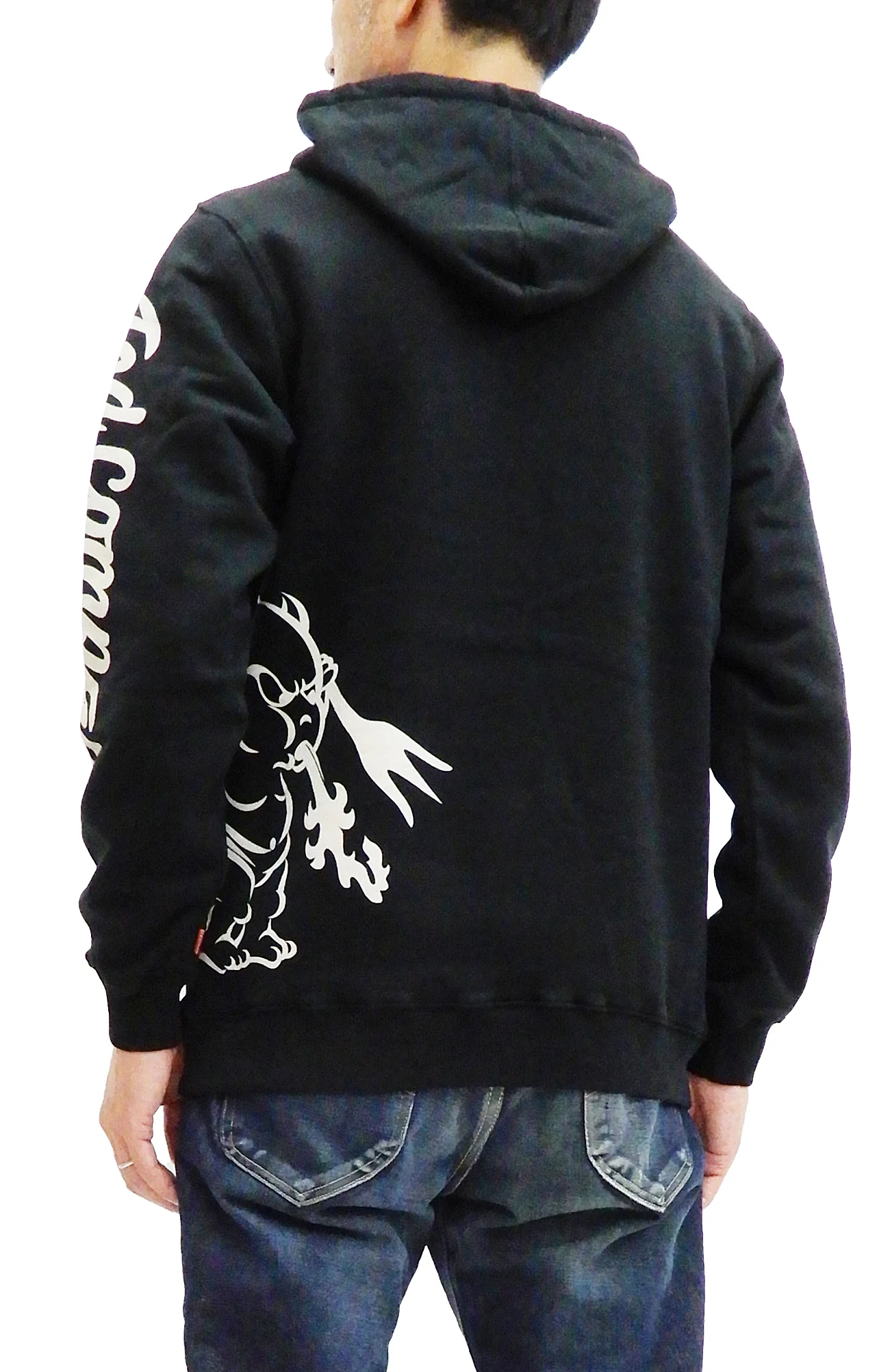 Tedman Pullover Hoodie Men's Lucky Devil Graphic Printed Hooded Sweatshirt TDPSP-101 Black - Image 4
