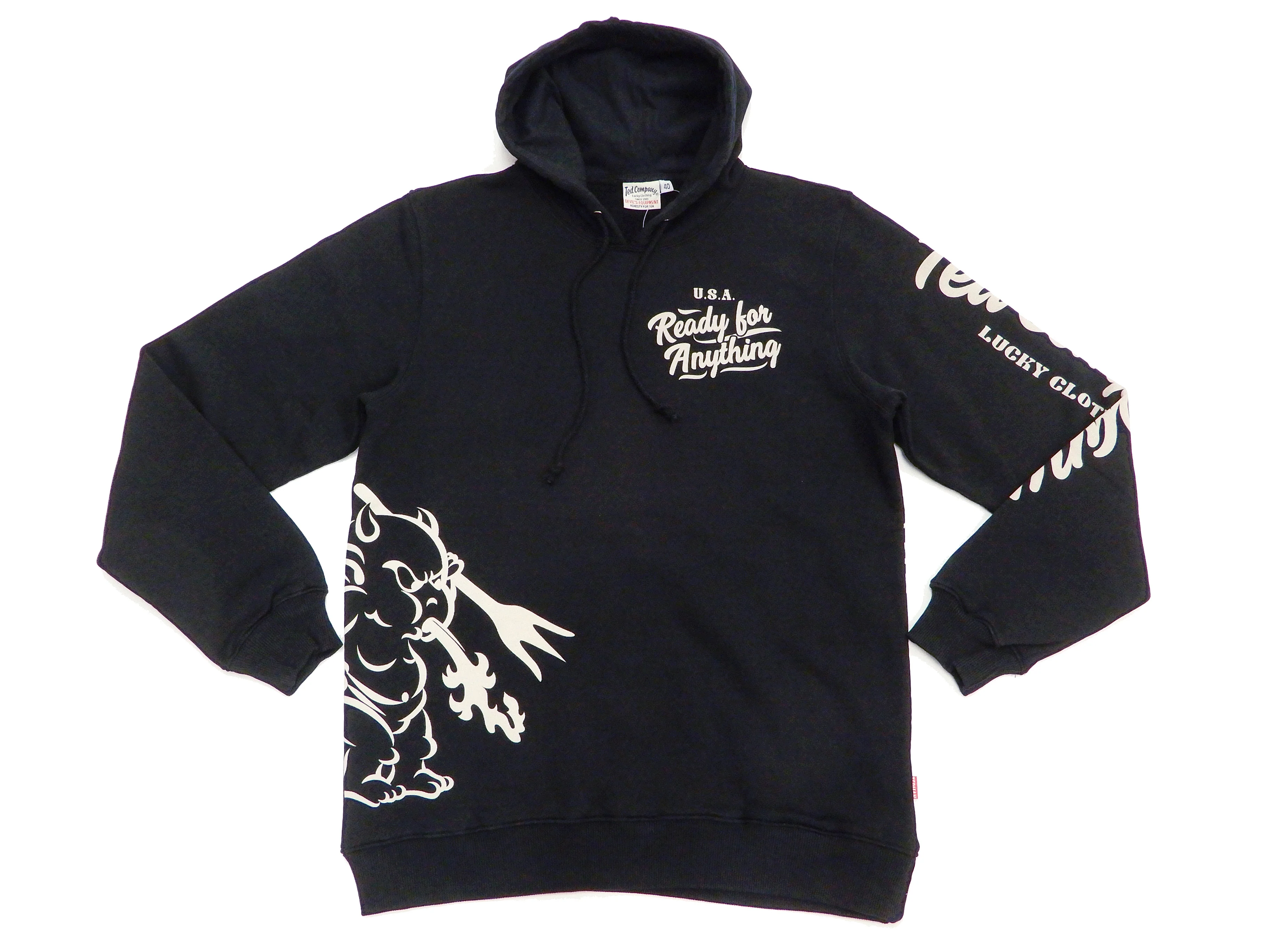 Tedman Pullover Hoodie Men's Lucky Devil Graphic Printed Hooded Sweatshirt TDPSP-101 Black - Image 6