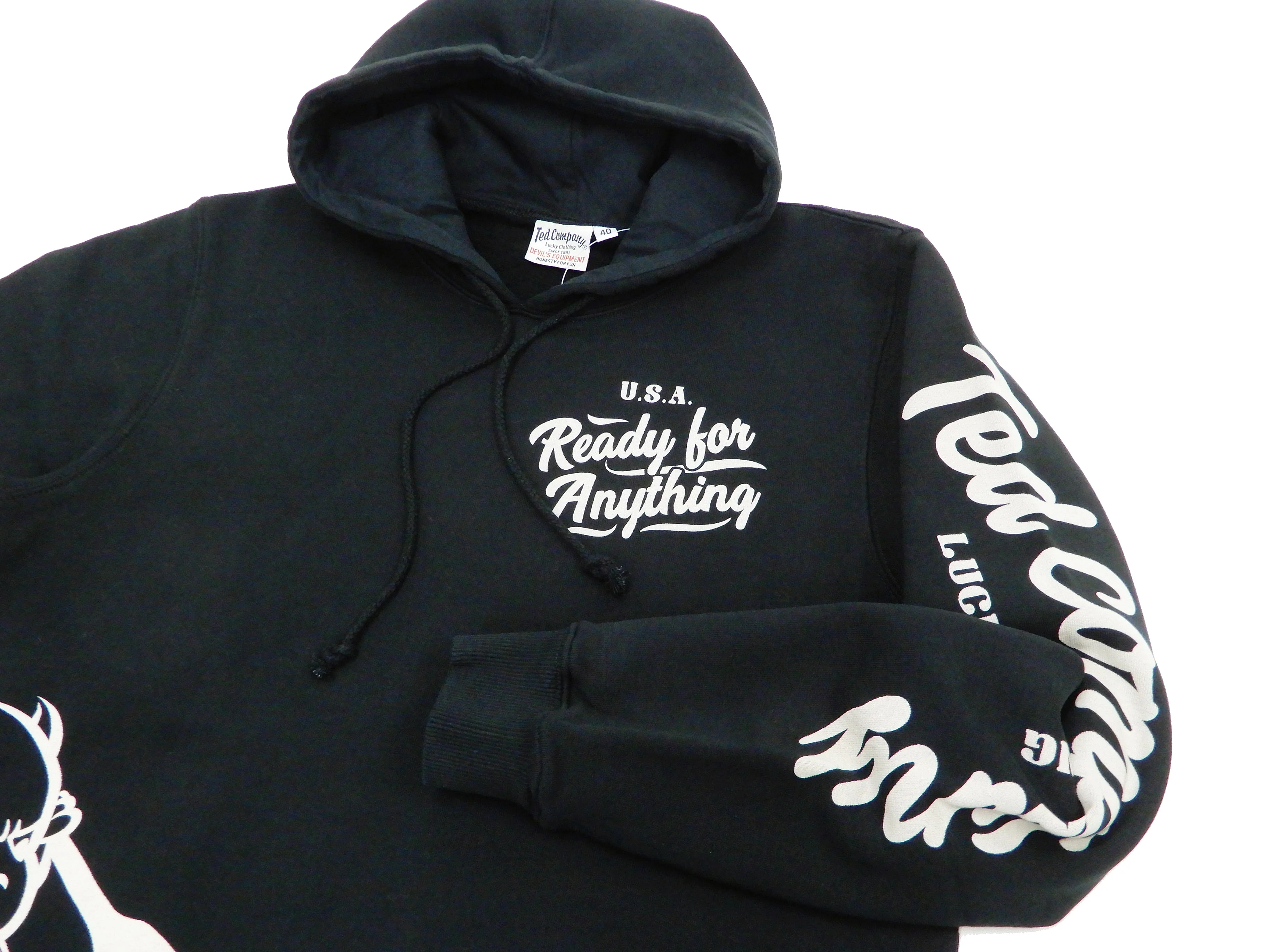 Tedman Pullover Hoodie Men's Lucky Devil Graphic Printed Hooded Sweatshirt TDPSP-101 Black - Image 7