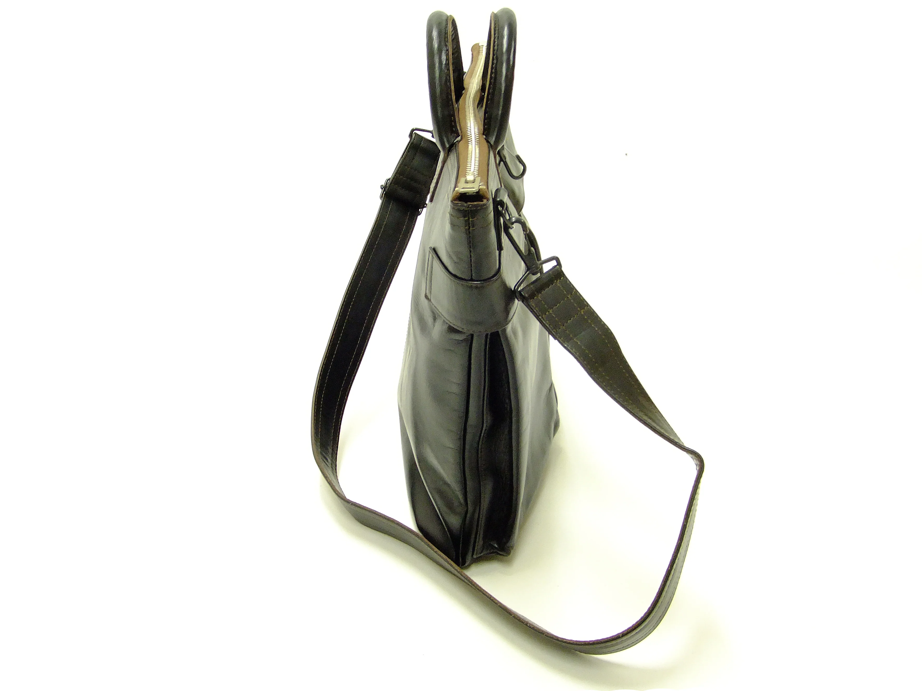 TOYS McCOY Men's Leather Shoulder Bag - U.S. Air Force Helmet Bag Style - TMA2418, 030 Black Horsehide x Nickel Zipper - Image 10