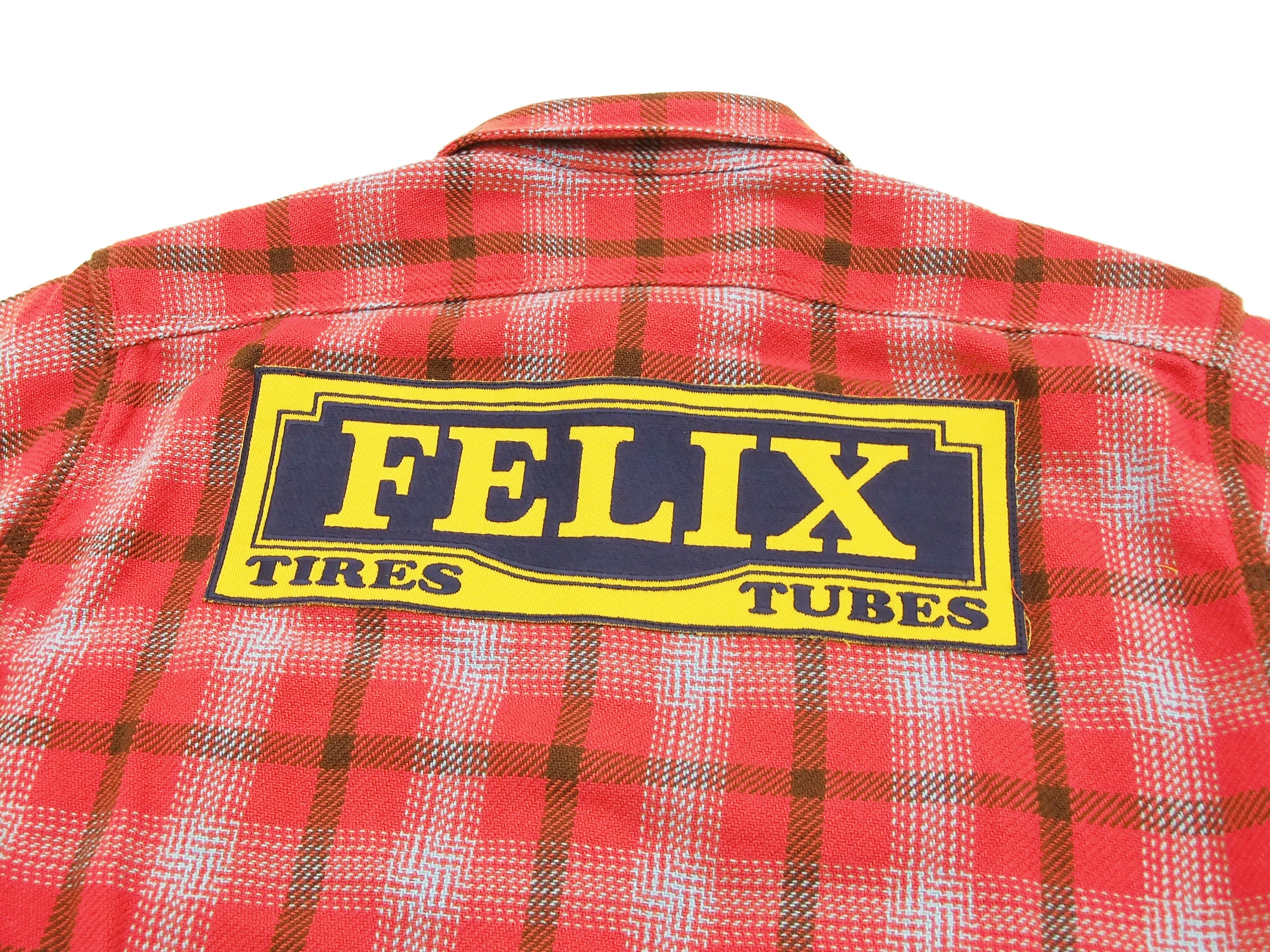 TOYS McCOY Checked Work Shirt TMC1612 Felix the Cat Men's Long Sleeve Button Up Shirt Red - Image 11