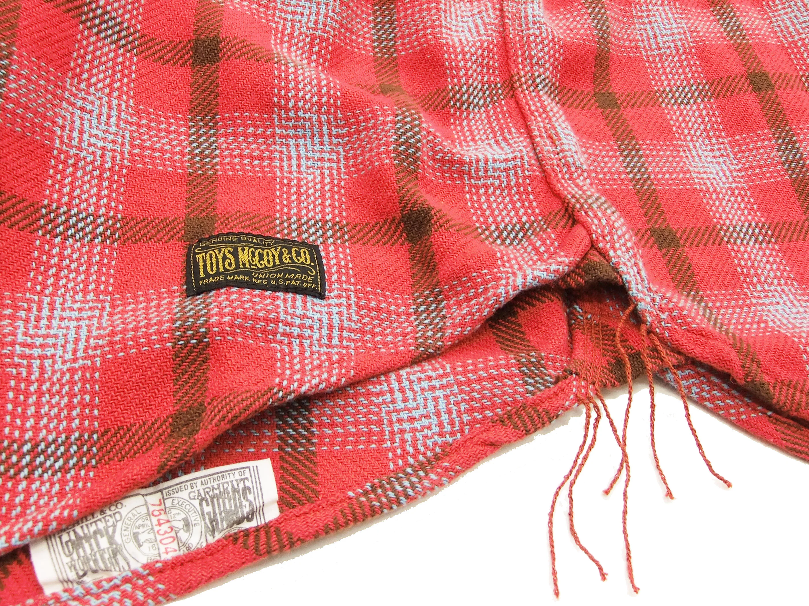 TOYS McCOY Checked Work Shirt TMC1612 Felix the Cat Men's Long Sleeve Button Up Shirt Red - Image 9