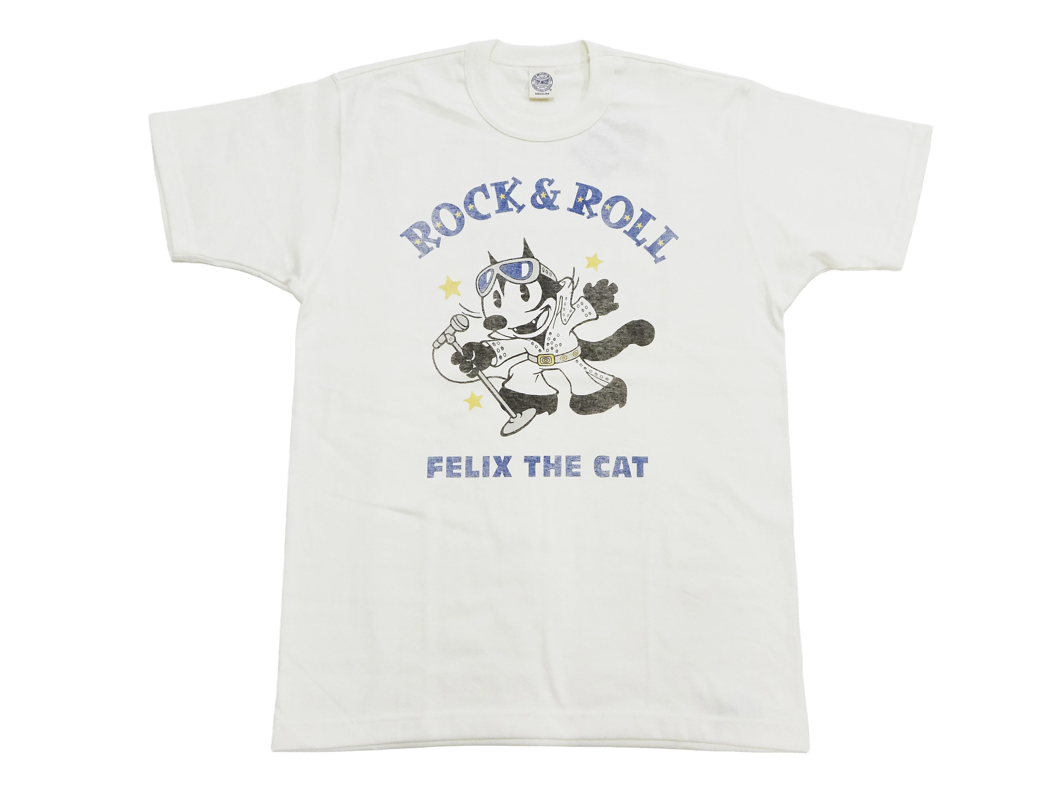 TOYS McCOY Felix the Cat "Rock & Roll" Short Sleeve Loopwheel Graphic T-Shirt - Made in Japan, Tubular Knit, Unwashed Finish (TMC2602 011 Off-White) - Image 6
