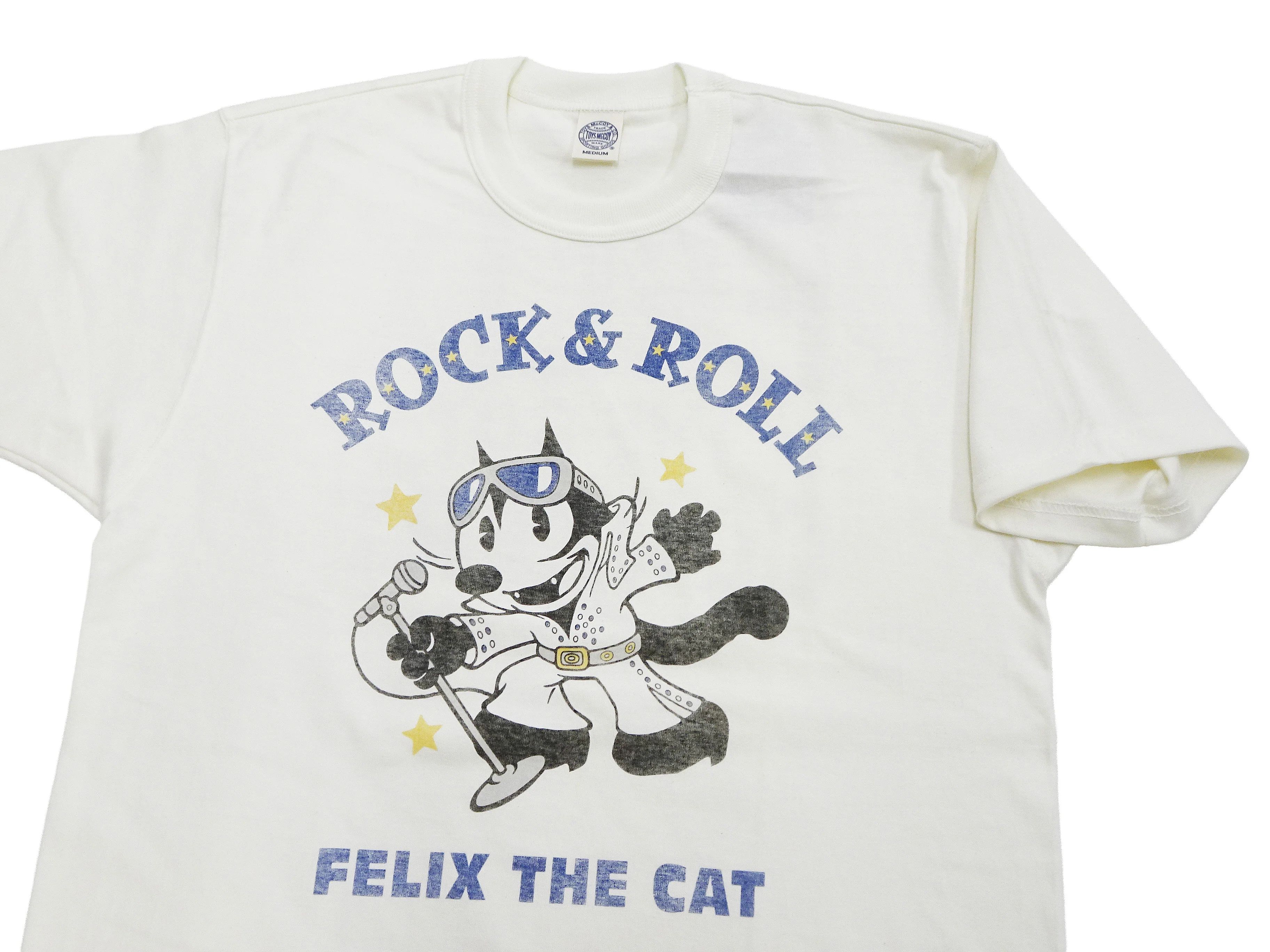 TOYS McCOY Felix the Cat "Rock & Roll" Short Sleeve Loopwheel Graphic T-Shirt - Made in Japan, Tubular Knit, Unwashed Finish (TMC2602 011 Off-White) - Image 7