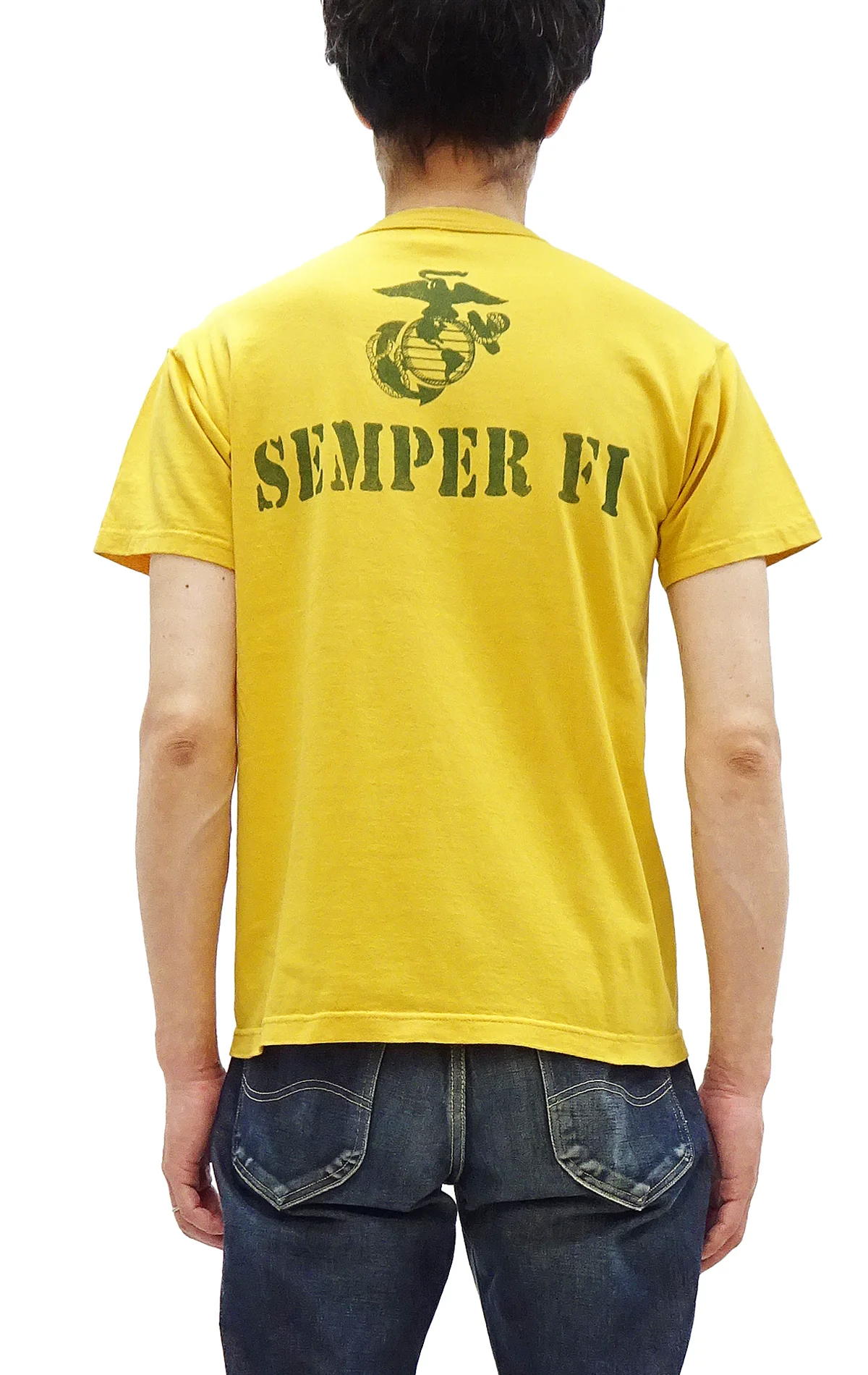TOYS McCOY Graphic Loopwheel T-shirt - Men's Short Sleeve Flying Ace Snoopy x USMC Printed Tee TMC2527 Garment-Dyed Finish 060 Faded-Yellow - Image 4