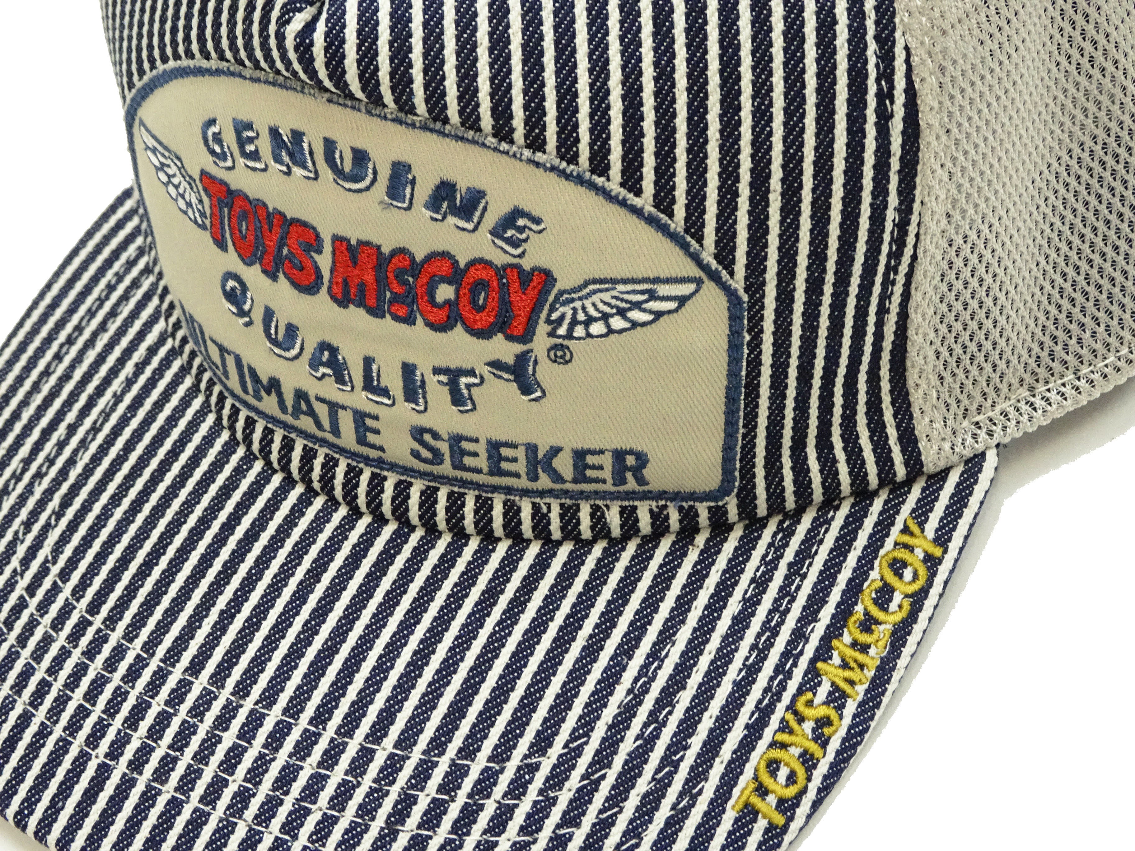 TOYS McCOY Hickory Striped Trucker Hat Men's Casual Embroidered Patch Baseball Cap with Mesh Side Panels TMA2413 - Image 6