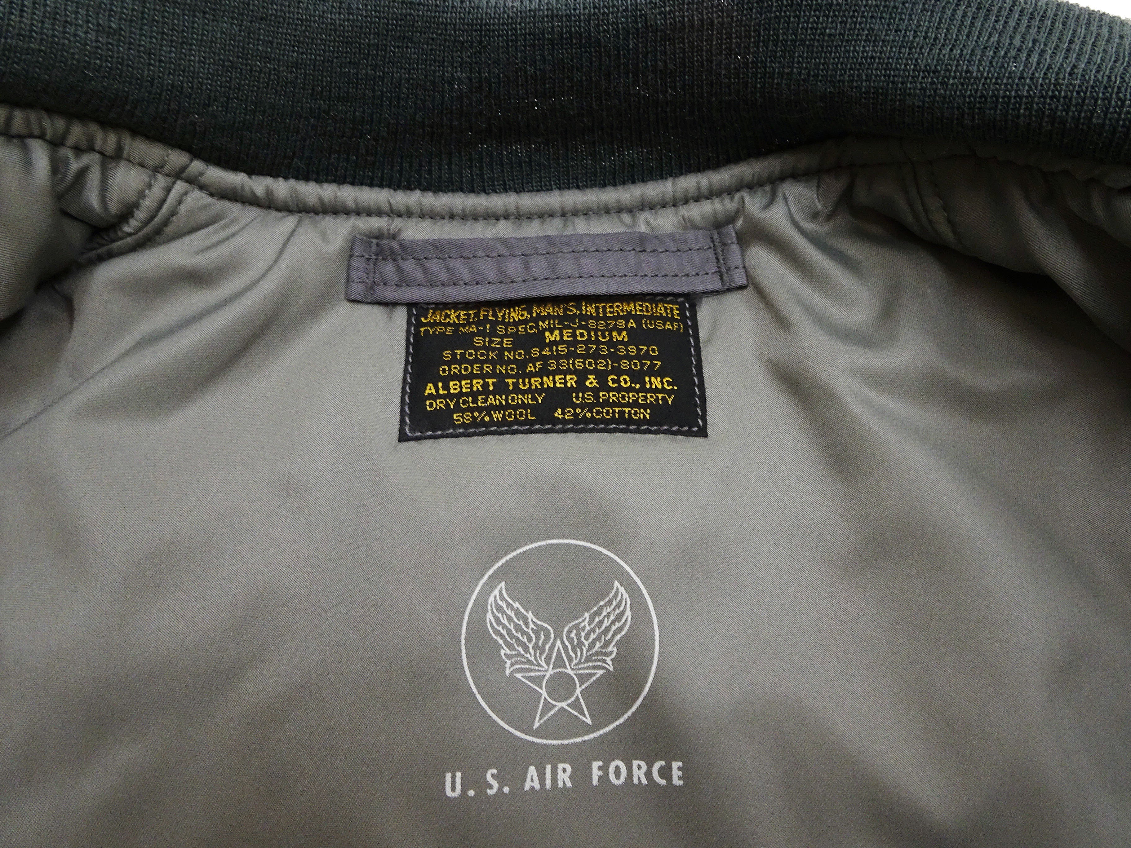 TOYS McCOY MA-1 Flight Jacket Men's Reproduction of Albert Turner MA1 Bomber Jacket TMJ2432 Sage-Gray - Image 16