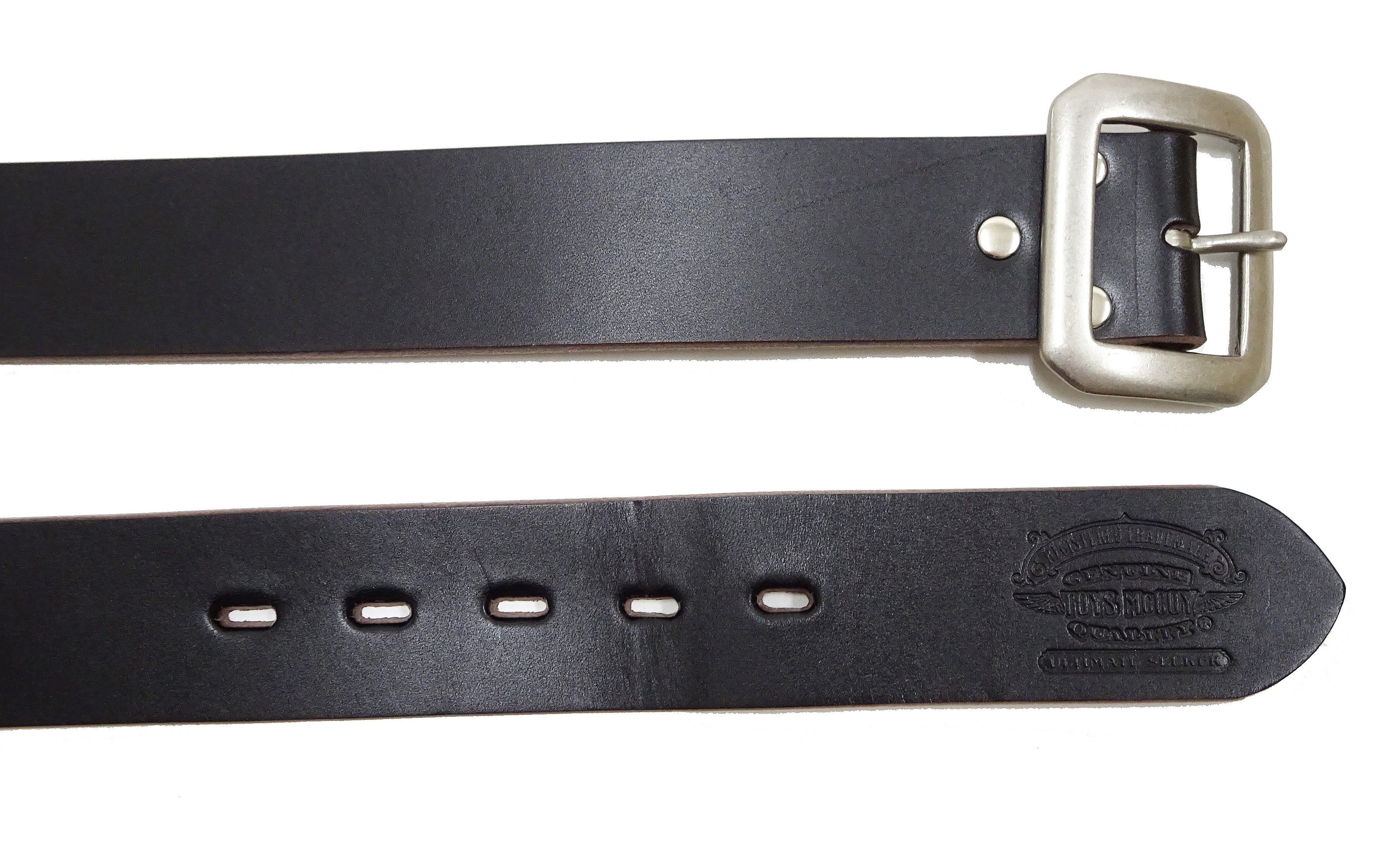 TOYS McCOY Men's Casual Leather Belt - 38mm Wide, 4mm Thick Steerhide Garrison Belt with Square Single Pin Buckle TMA2414 030 Black - Image 2