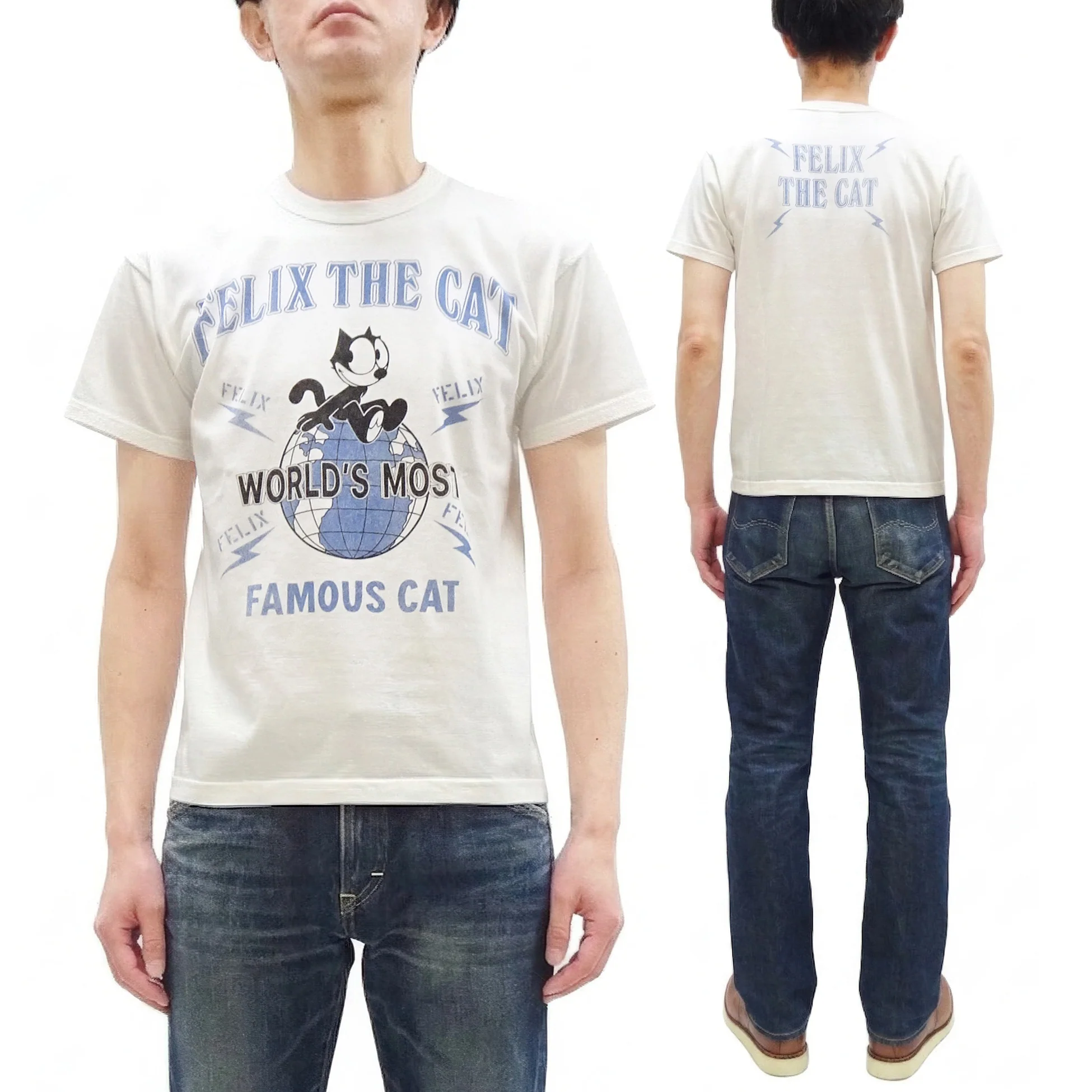 TOYS McCOY Men's Felix the Cat Short-Sleeve Graphic T-Shirt, Garment-Dyed Loopwheel Tubular Tee, Made in Japan (TMC2603 011 Aged Off White) - Image 5