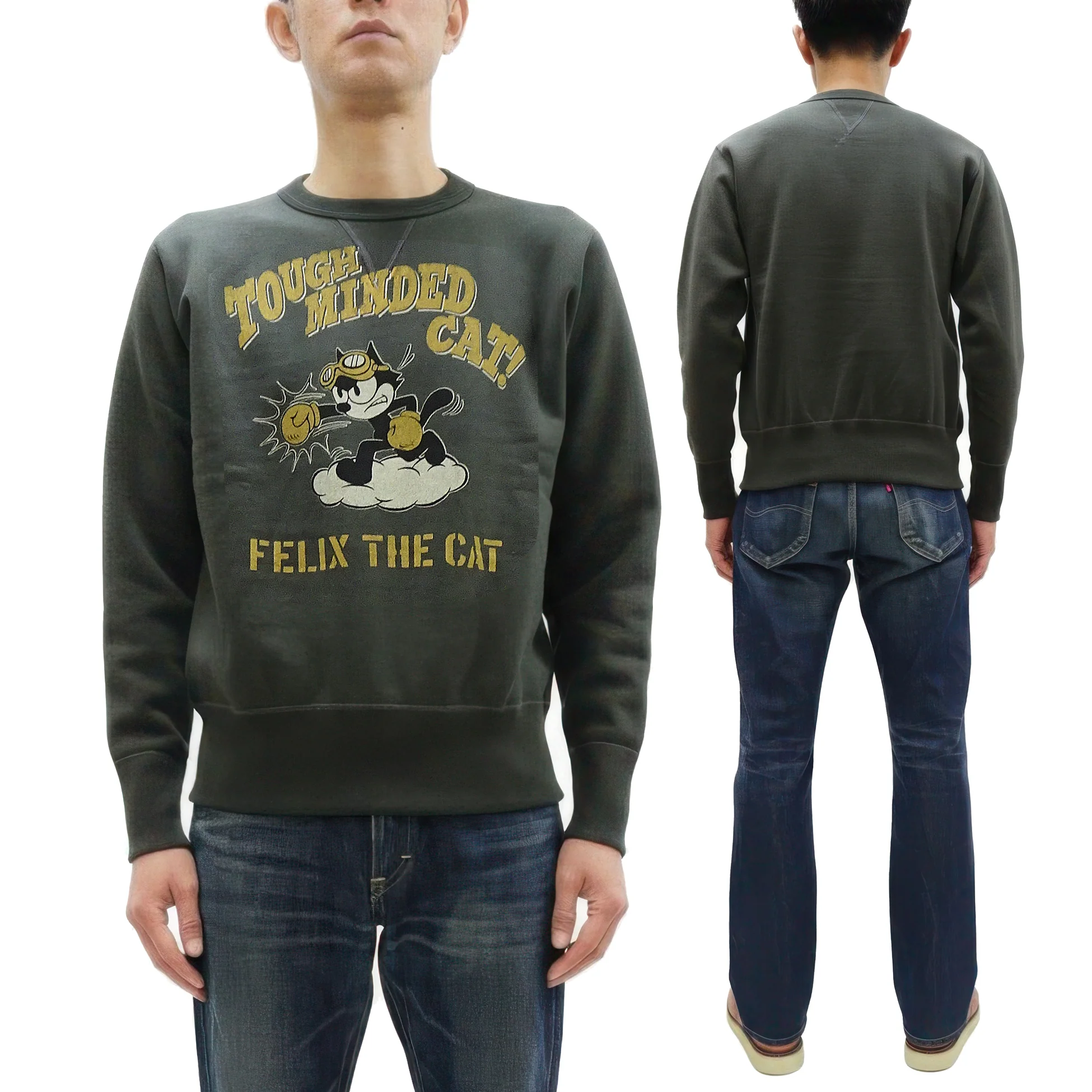 TOYS McCOY Men's Felix the Cat Sweatshirt - Vintage-Style Heavyweight Loopwheel Fleece - Made in Japan (TMC2547 030 Faded black) - Image 5