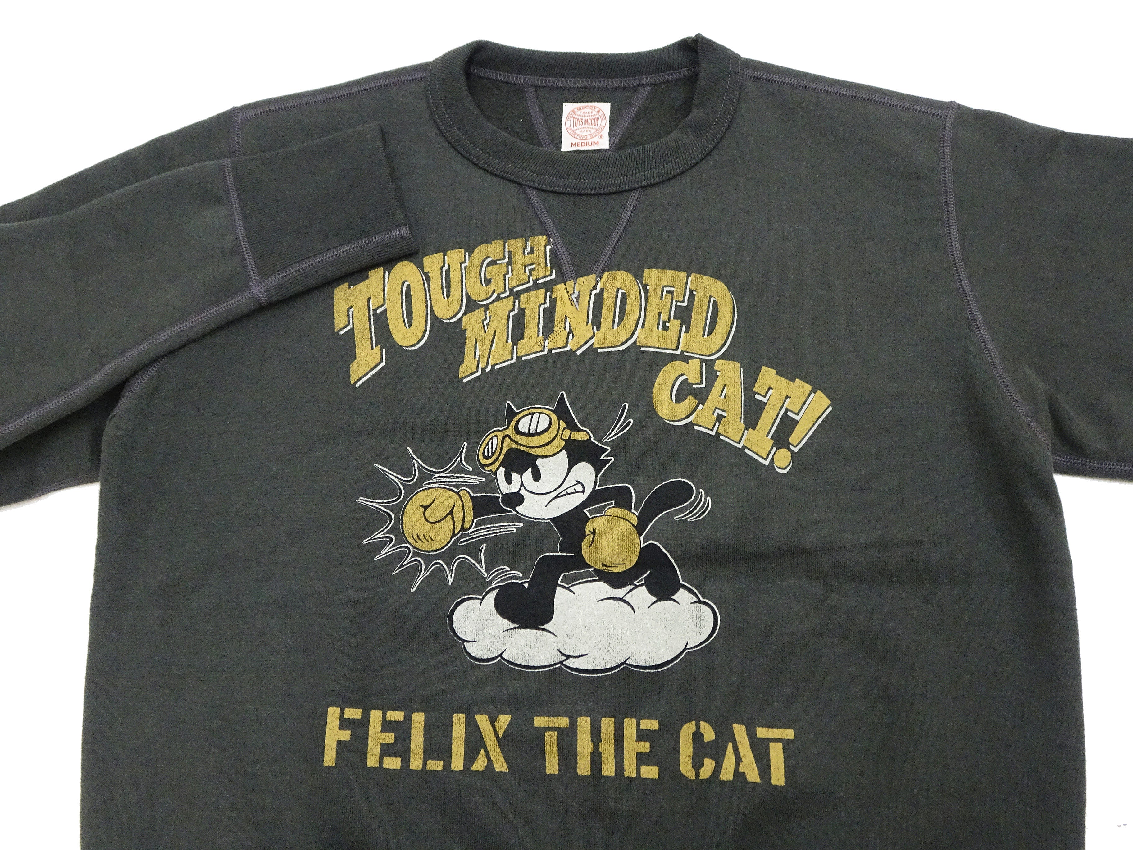 TOYS McCOY Men's Felix the Cat Sweatshirt - Vintage-Style Heavyweight Loopwheel Fleece - Made in Japan (TMC2547 030 Faded black) - Image 7