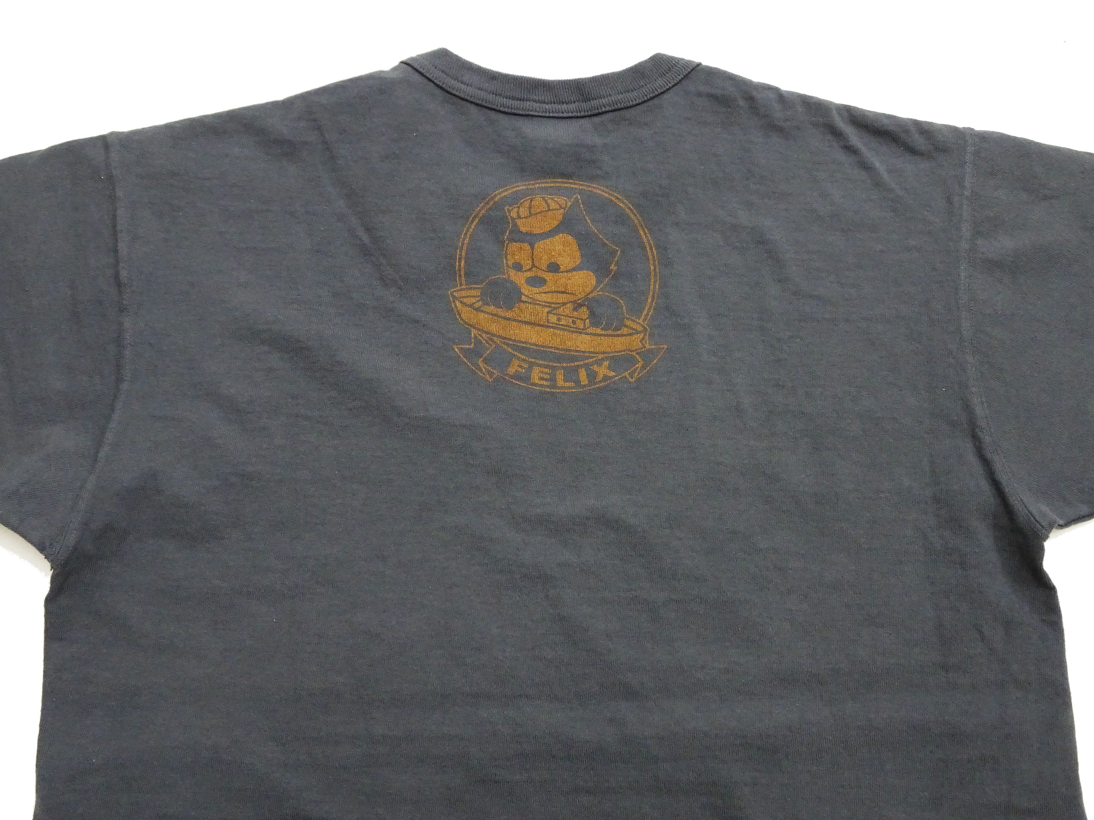 TOYS McCOY Men's Felix the Cat U.S. Navy Graphic Short Sleeve T-Shirt - Loopwheel Tubular Jersey, Garment Dyed, Made in Japan (TMC2601 030 Muted Black) - Image 11