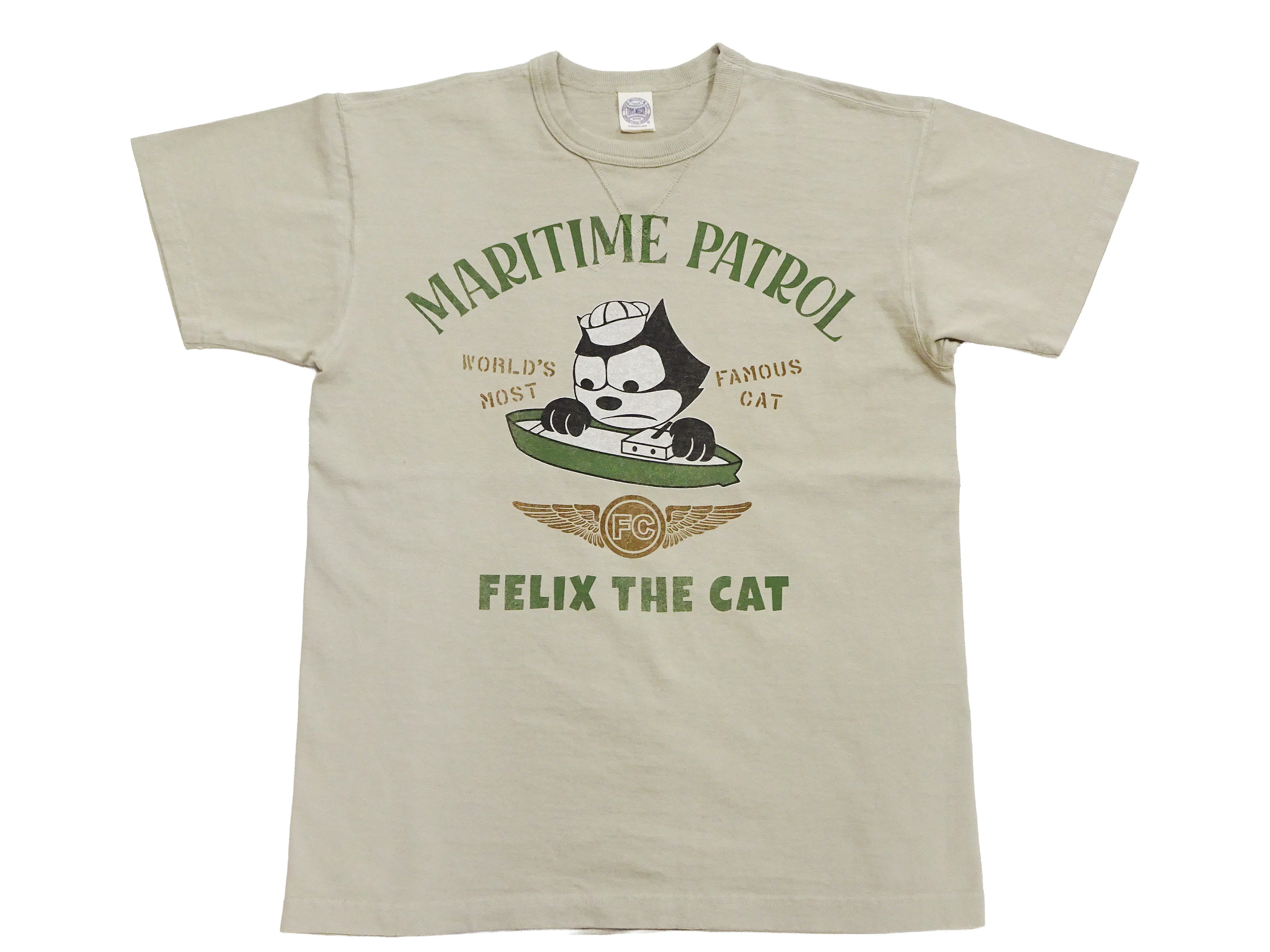TOYS McCOY Men's Felix the Cat U.S. Navy Graphic Short Sleeve T-Shirt - Loopwheel Tubular Jersey, Garment Dyed, Made in Japan (TMC2601 041 Muted Sand Beige) - Image 6