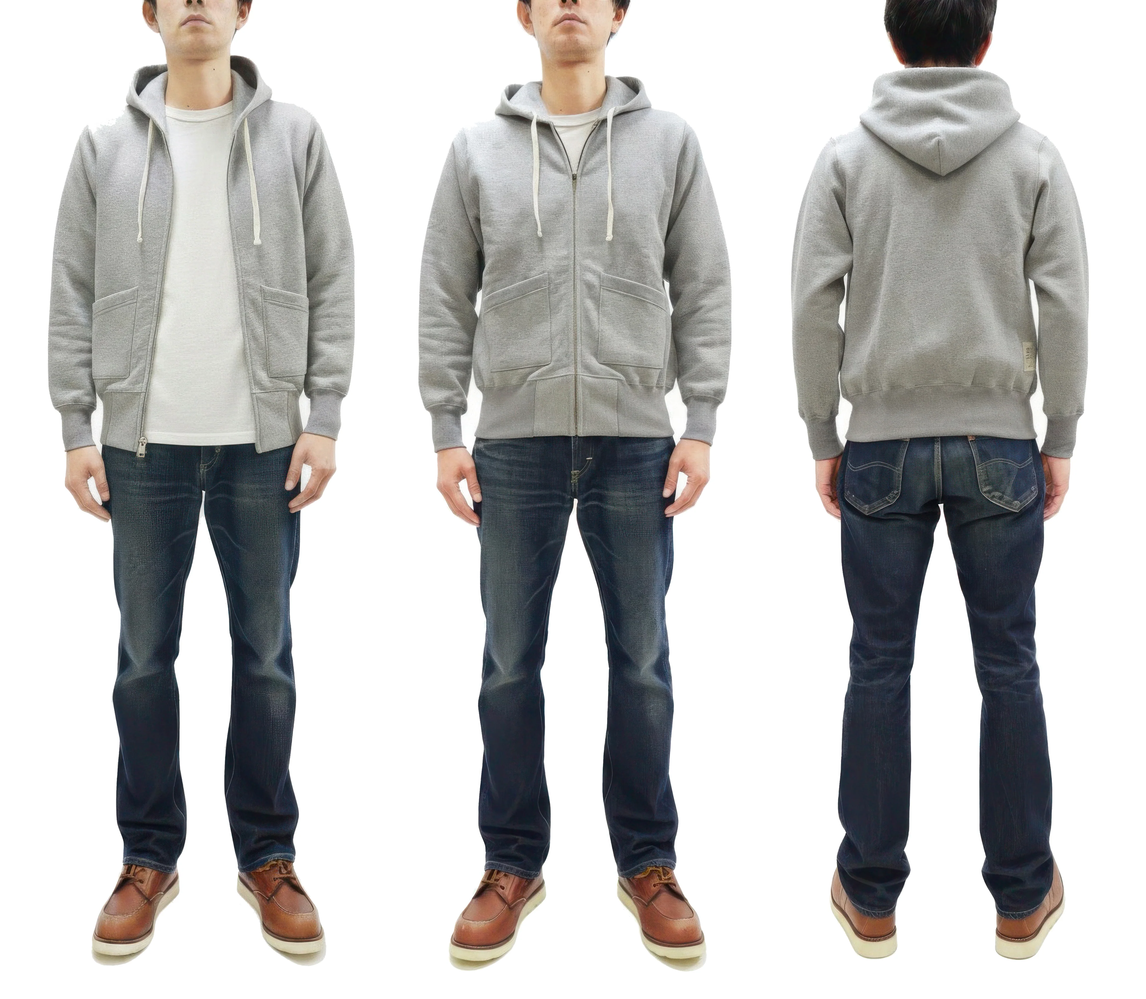 TOYS McCOY Men's Heavyweight Full Zip Hoodie - Vintage-Style Zip-Up Solid Hooded Sweatshirt TMC2567 020 Heather Gray - Image 3