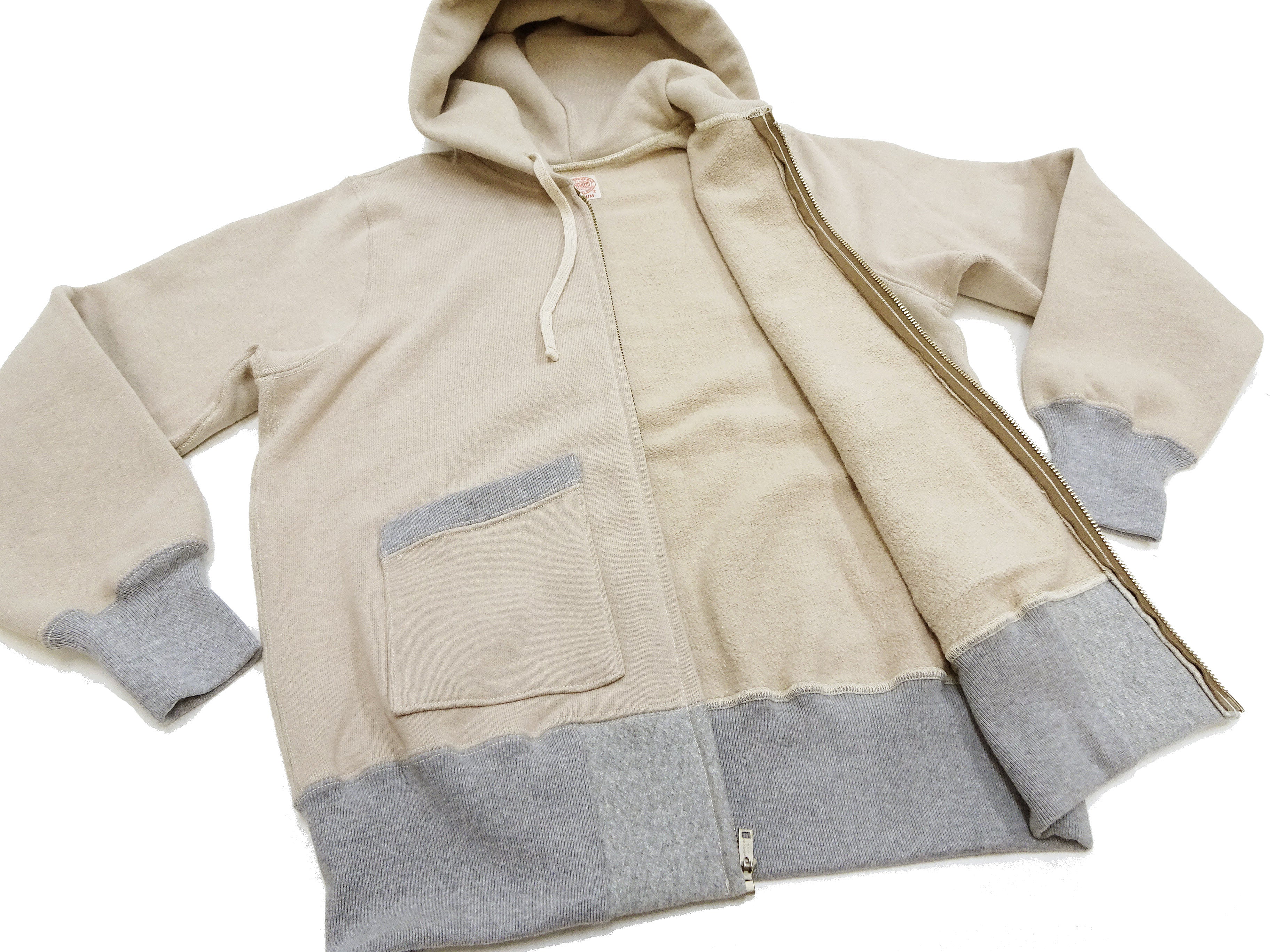 TOYS McCOY Men's Heavyweight Full Zip Hoodie - Vintage-Style Zip-Up Solid Hooded Sweatshirt TMC2567 040 Sand-Beige - Image 10