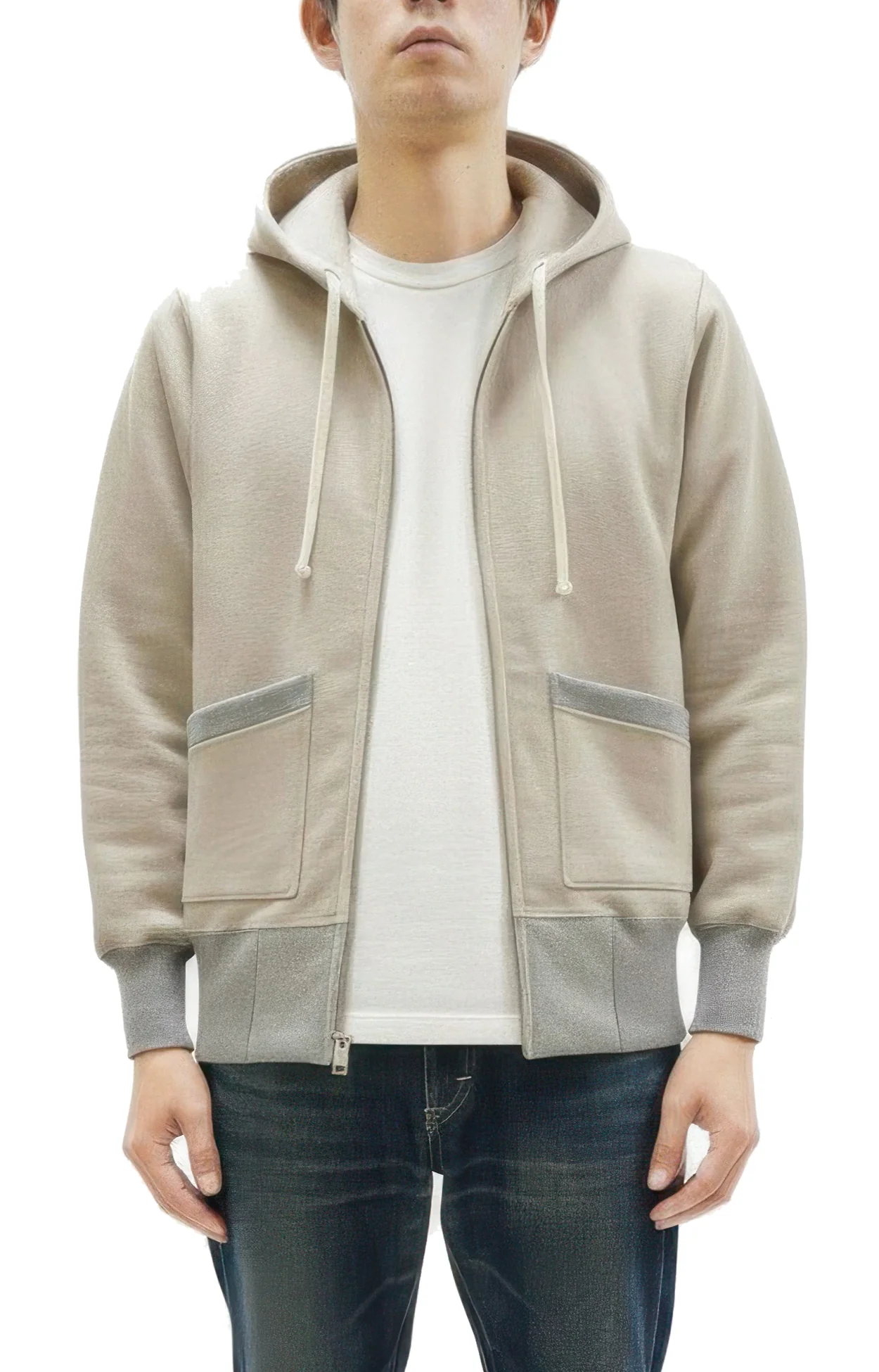 TOYS McCOY Men's Heavyweight Full Zip Hoodie - Vintage-Style Zip-Up Solid Hooded Sweatshirt TMC2567 040 Sand-Beige - Image 4