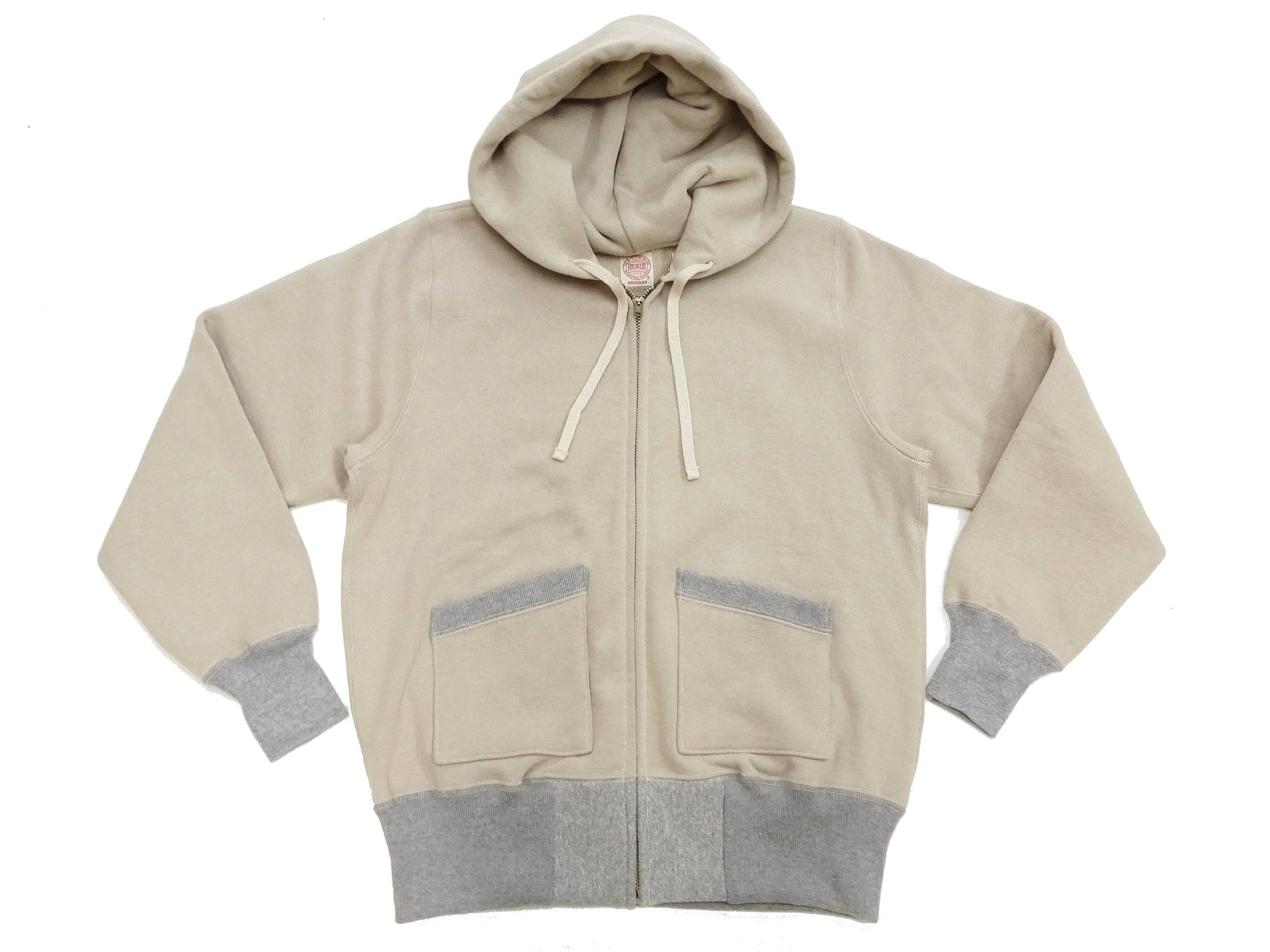 TOYS McCOY Men's Heavyweight Full Zip Hoodie - Vintage-Style Zip-Up Solid Hooded Sweatshirt TMC2567 040 Sand-Beige - Image 7
