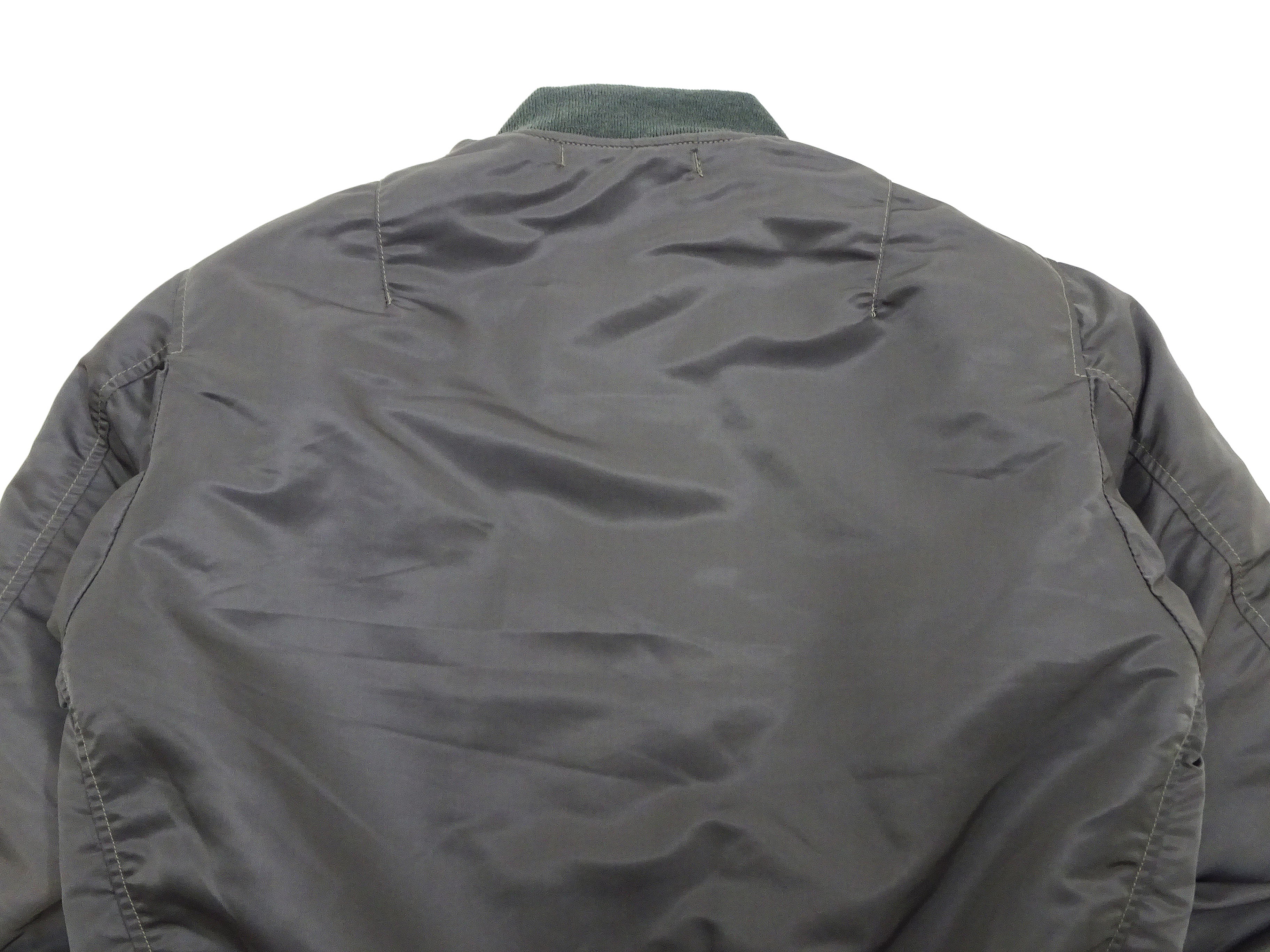 TOYS McCOY Men's MA-1 Flight Jacket - Albert Turner Reproduction, Sage Gray Nylon Bomber Jacket, Made in Japan TMJ2533 - Image 17