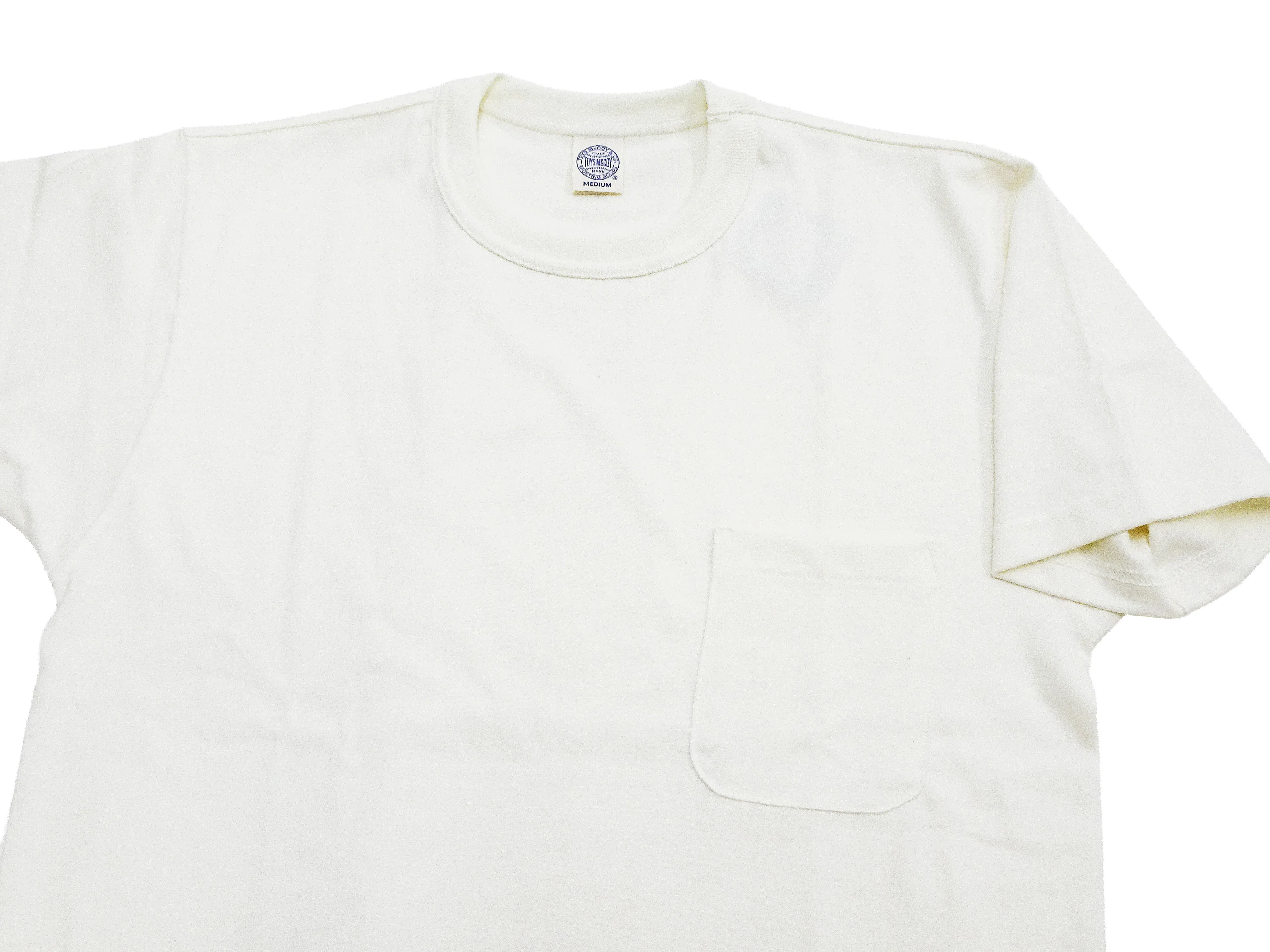 TOYS McCOY Men's Plain Short Sleeve Pocket T-Shirt - Steve McQueen Inspired, Tubular Knit Jersey, Unwashed, Made in Japan (TMC2615 011 Soft Off-White) - Image 7