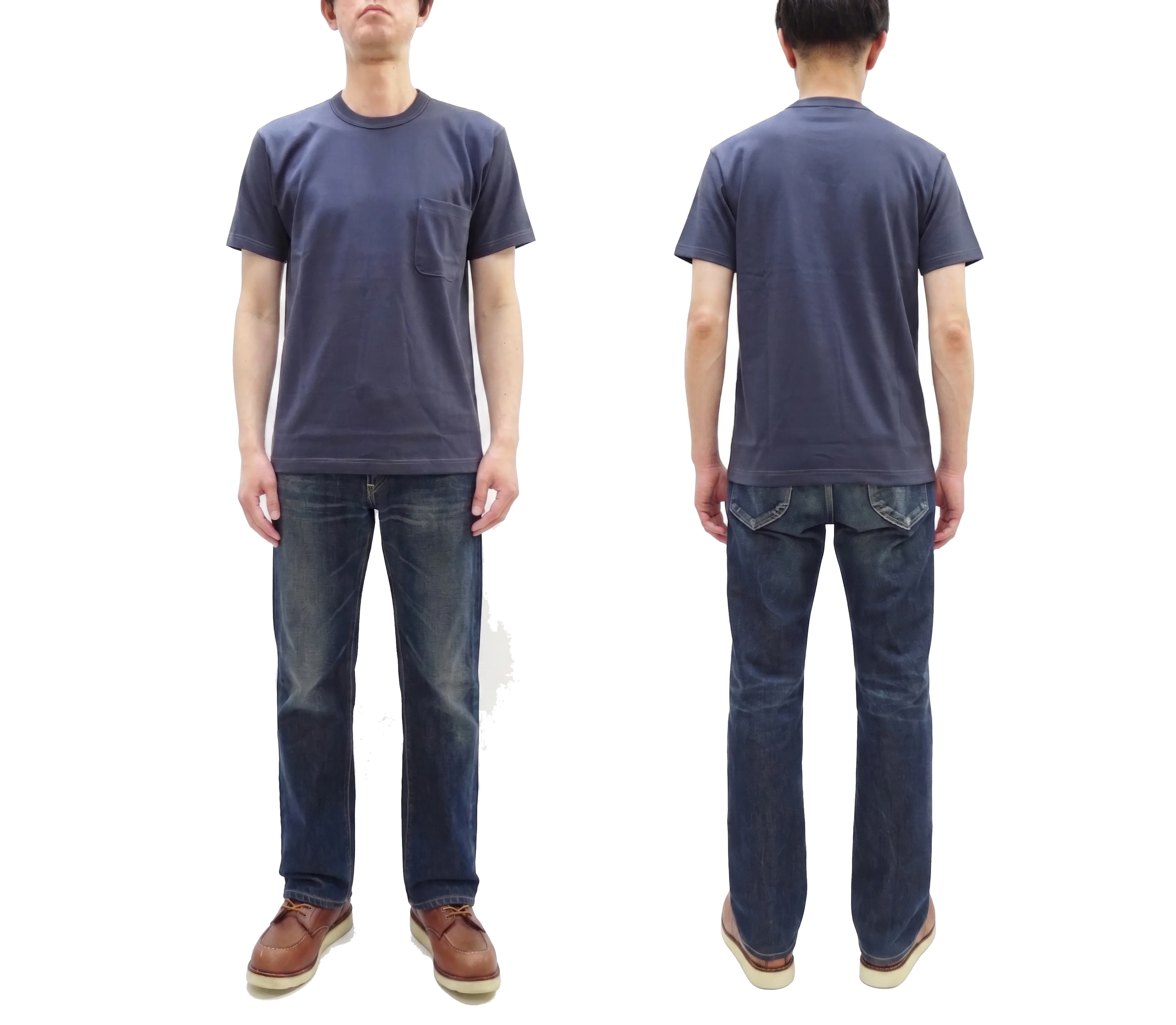 TOYS McCOY Men's Plain Short Sleeve Pocket T-Shirt - Steve McQueen Inspired, Tubular Knit Jersey, Unwashed, Made in Japan (TMC2615 120 Muted Blue) - Image 3