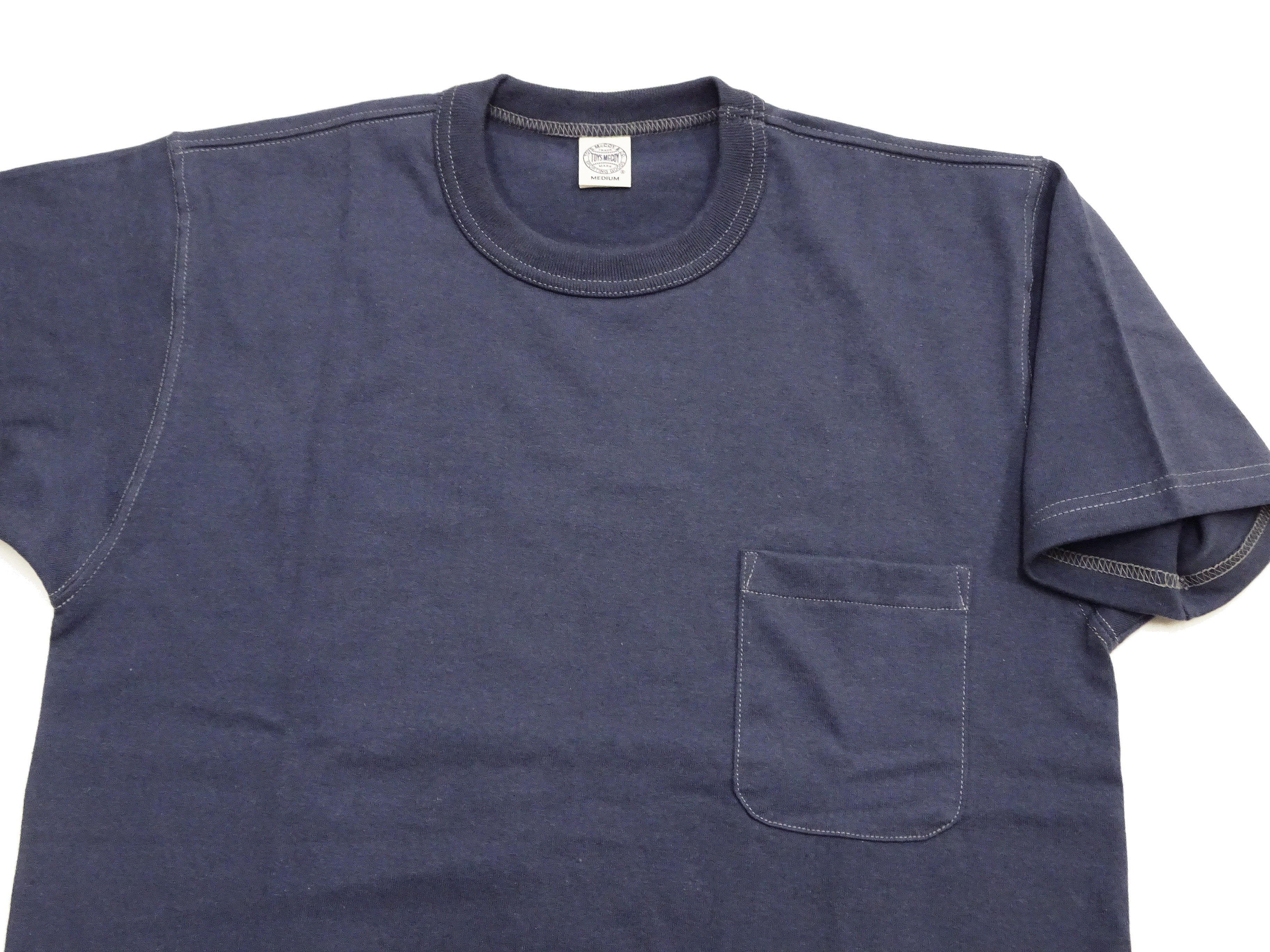 TOYS McCOY Men's Plain Short Sleeve Pocket T-Shirt - Steve McQueen Inspired, Tubular Knit Jersey, Unwashed, Made in Japan (TMC2615 120 Muted Blue) - Image 7