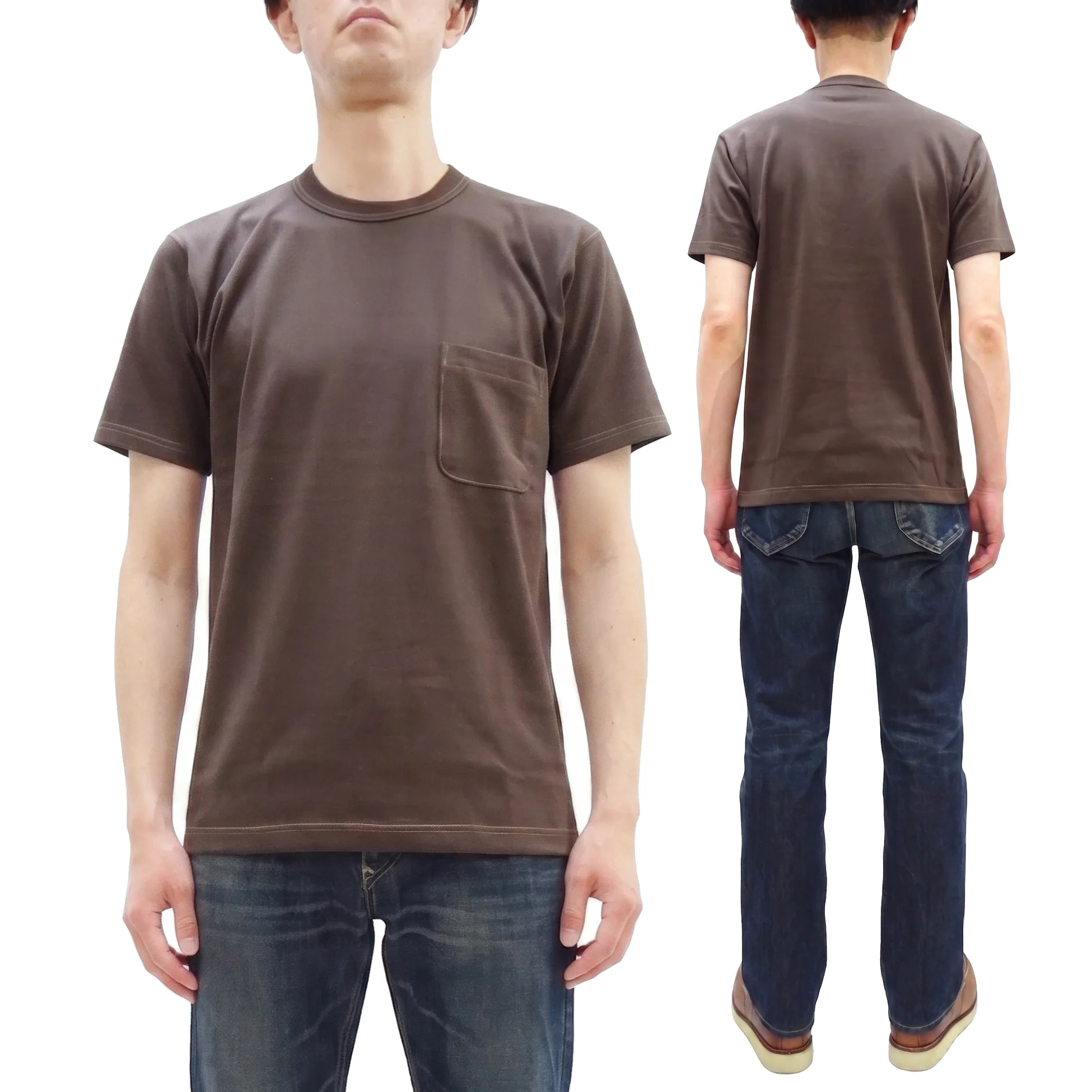 TOYS McCOY Men's Plain Short Sleeve Pocket T-Shirt - Steve McQueen Inspired, Tubular Knit Jersey, Unwashed, Made in Japan (TMC2615 021 Muted Charcoal) - Image 4