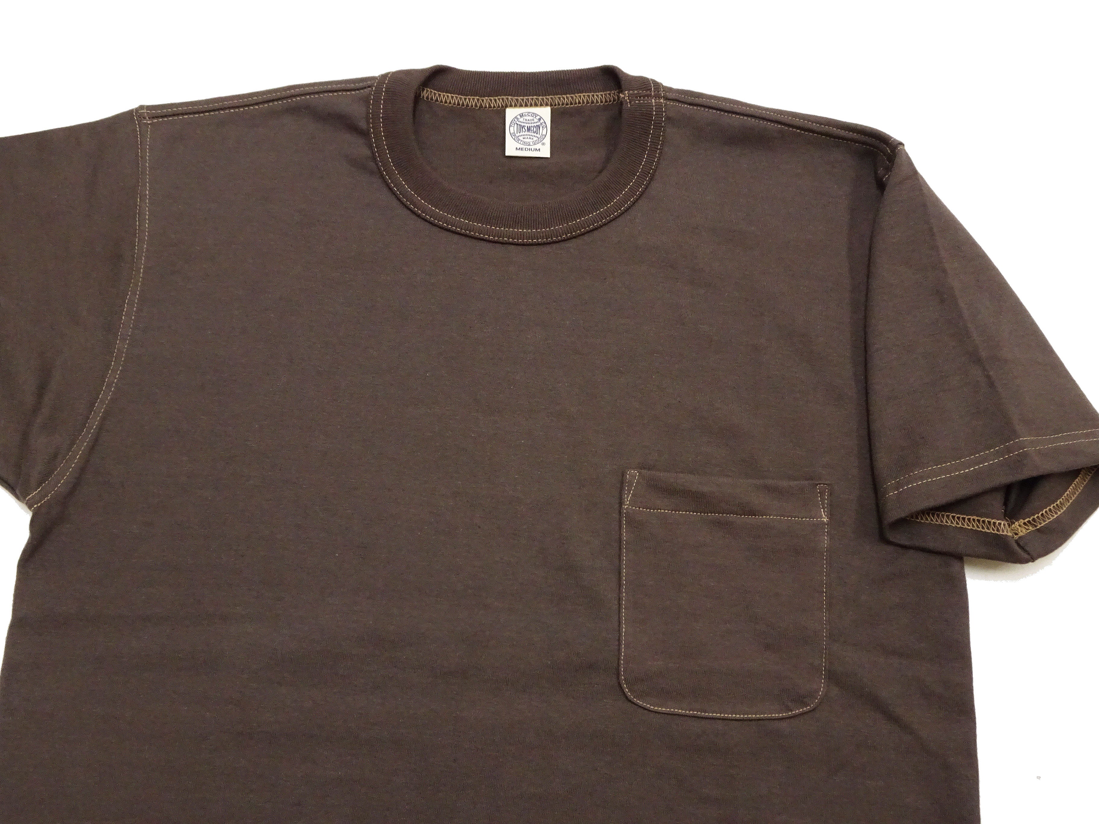 TOYS McCOY Men's Plain Short Sleeve Pocket T-Shirt - Steve McQueen Inspired, Tubular Knit Jersey, Unwashed, Made in Japan (TMC2615 021 Muted Charcoal) - Image 7