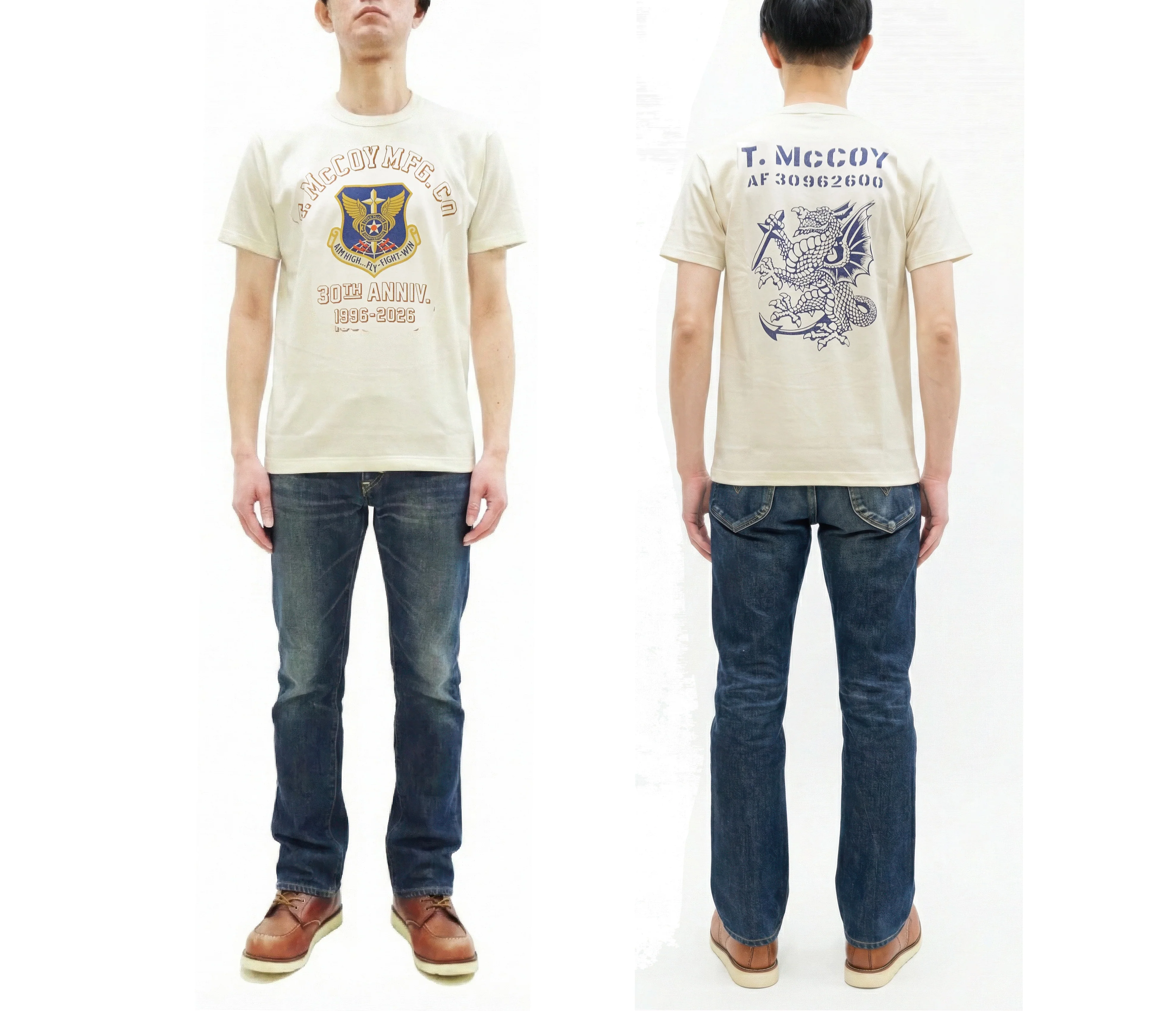 TOYS McCOY Men's Short Sleeve Military Graphic Vintage-Inspired T-Shirt, Loopwheel Tubular Tee with V-Gusset, Unwashed Finish, Made in Japan (TMC2608 011 Off White) - Image 3