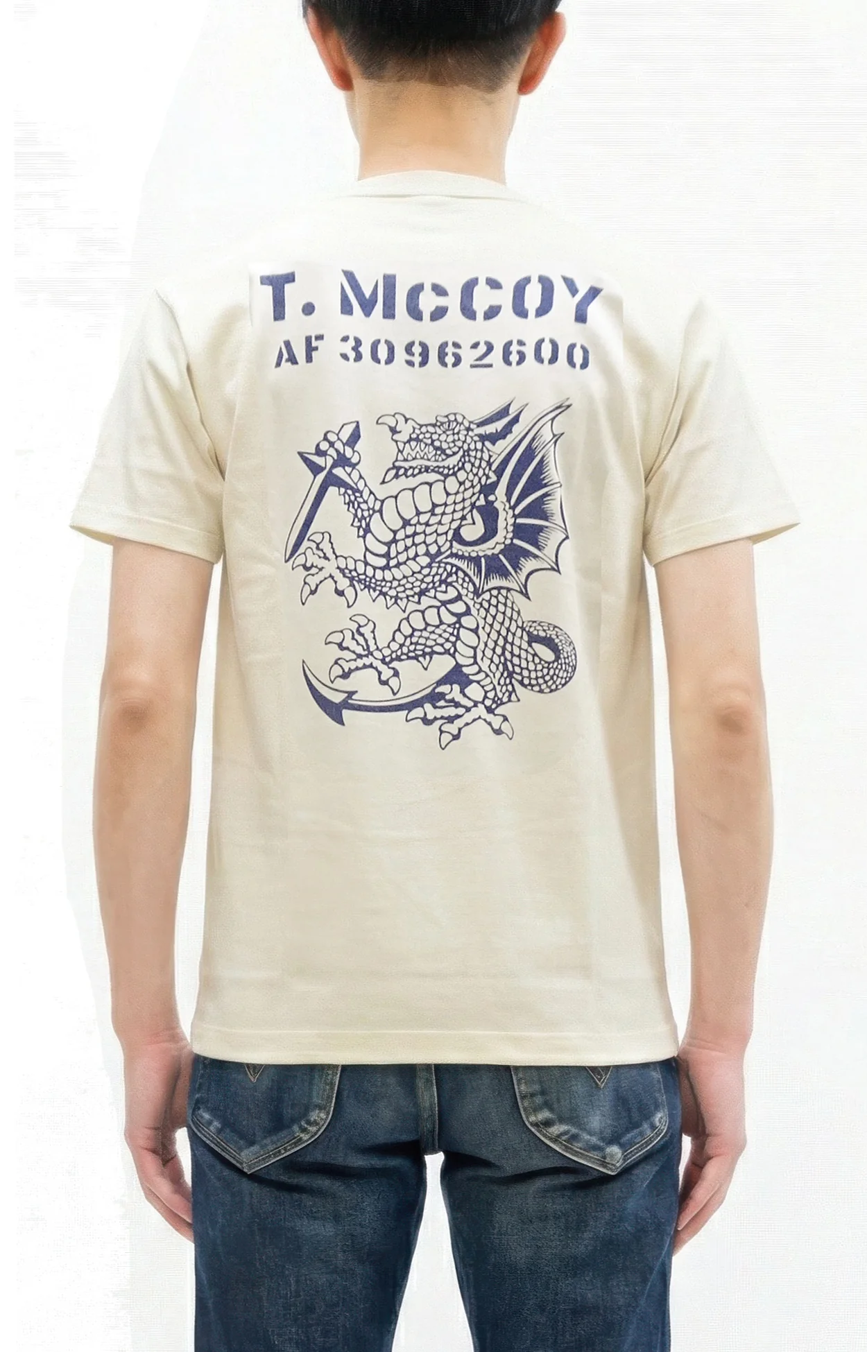 TOYS McCOY Men's Short Sleeve Military Graphic Vintage-Inspired T-Shirt, Loopwheel Tubular Tee with V-Gusset, Unwashed Finish, Made in Japan (TMC2608 011 Off White) - Image 4