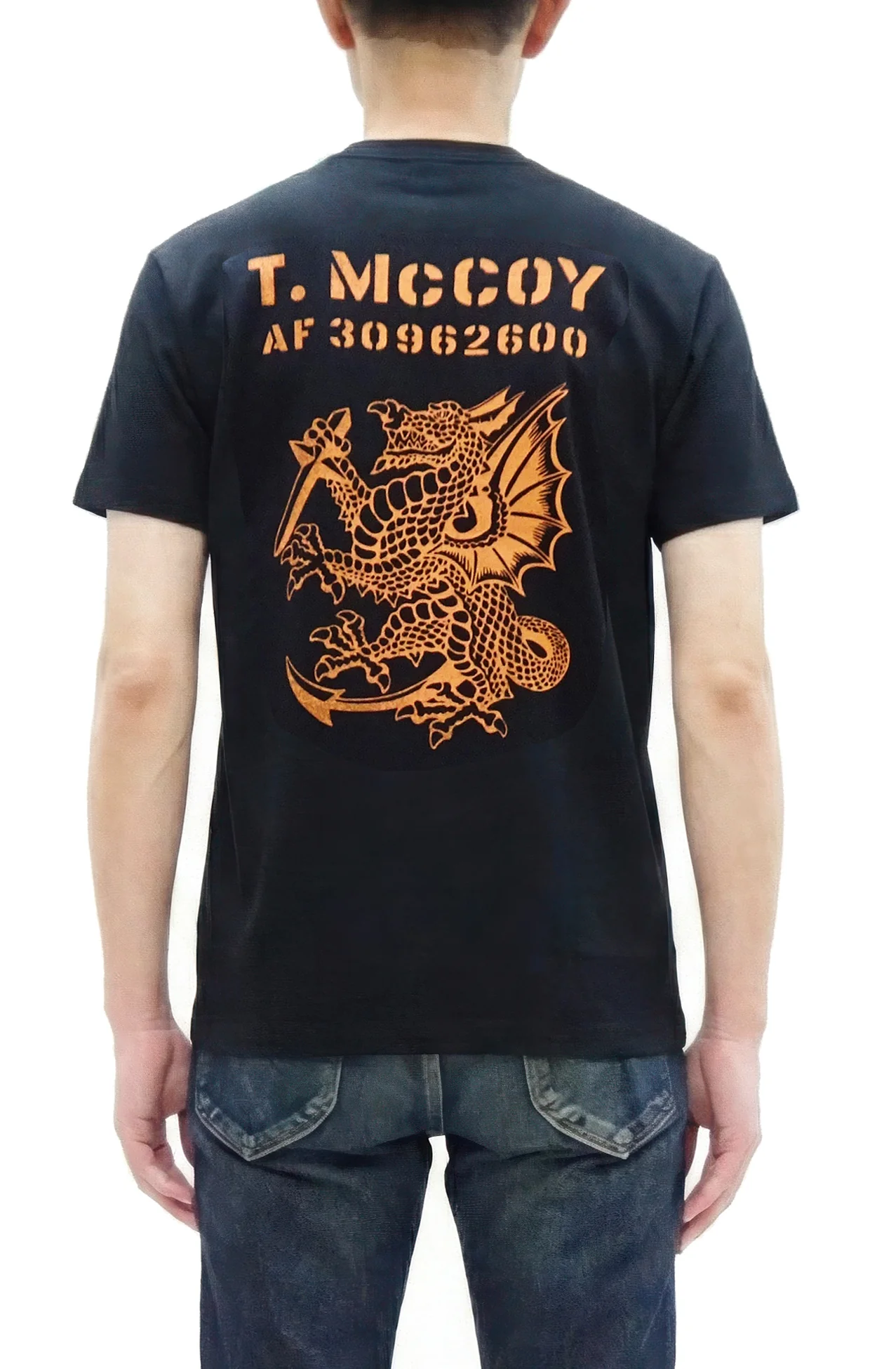 TOYS McCOY Men's Short Sleeve Military Graphic Vintage-Inspired T-Shirt, Loopwheel Tubular Tee with V-Gusset, Unwashed Finish, Made in Japan (TMC2608 030 Black) - Image 4