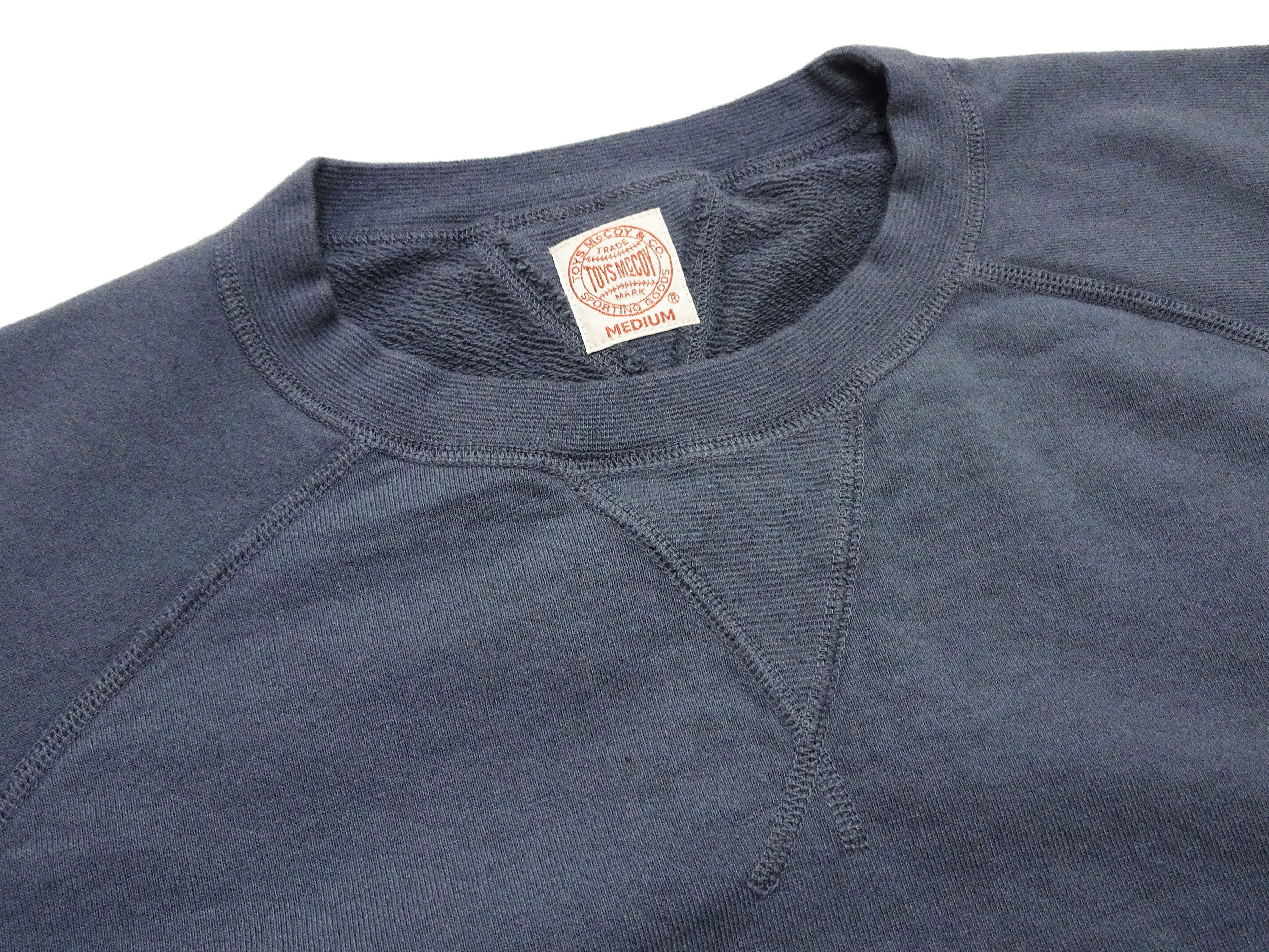 TOYS McCOY Men's Short Sleeve Raglan Sweatshirt, Garment-Dyed Loopback French Terry, V-Gusset Crewneck, Made in Japan (TMC2612 120 Garment-Dyed Washed Blue) - Image 8
