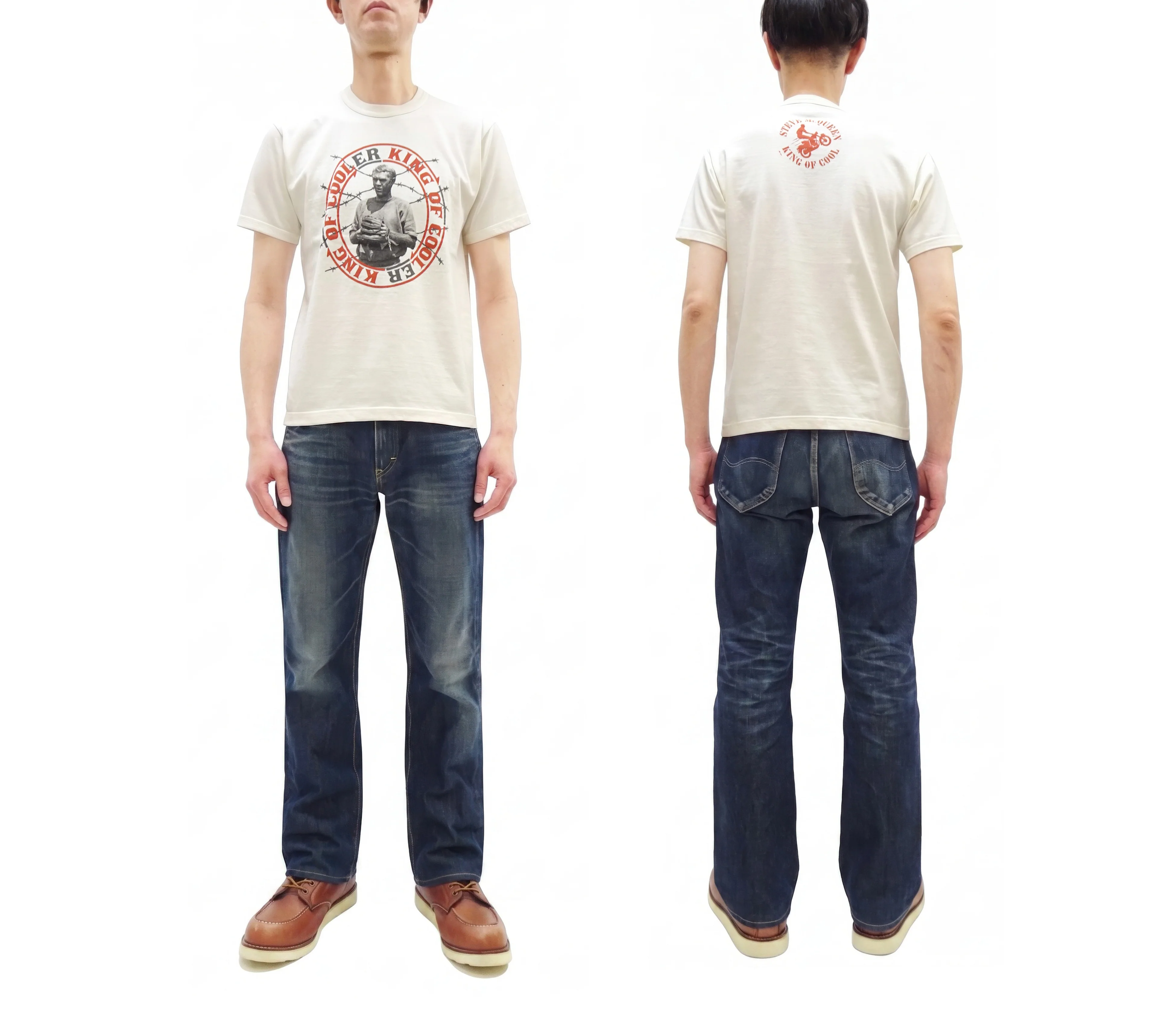 TOYS McCOY Men's Short-Sleeve Steve McQueen Graphic T-Shirt, Tubular Knit Jersey, One-Wash, Made in Japan (TMC2605 011 Soft Off-White) - Image 3