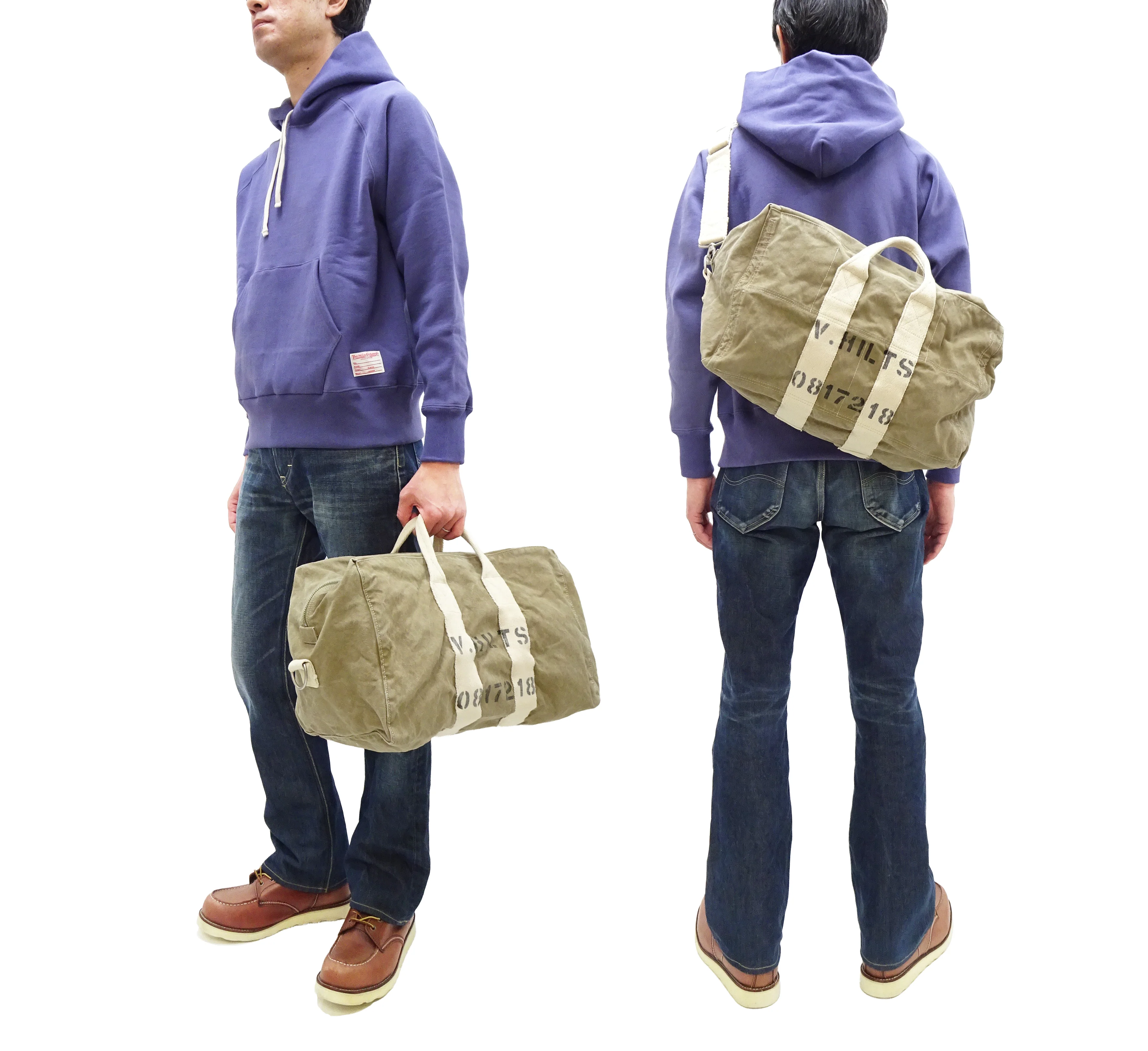 TOYS McCOY Men's Steve McQueen Aviator’s Kit Bag “V. HILTS” - Canvas Boston Duffel Bag Inspired by The Great Escape - Made in Japan (TMA2522 041 Khaki) - Image 2