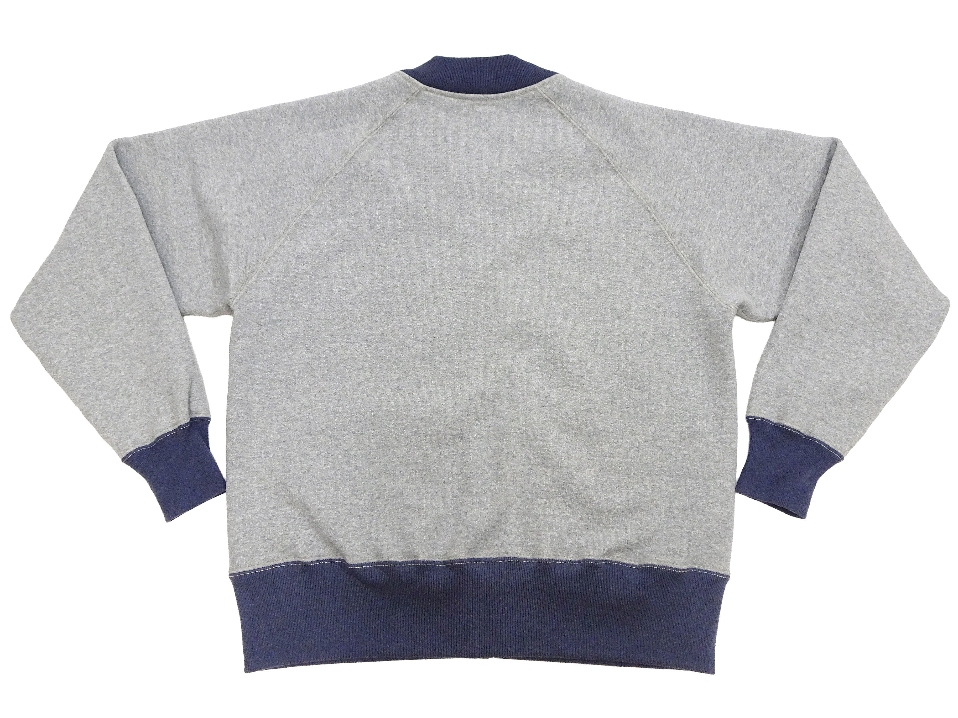 TOYS McCOY Men's Zip-Up Sweatshirt - USAAF C-2 Inspired, No Hood, Heavyweight 100% Cotton Loopwheel Fleece, Two-Tone Contrast Panel Design - Made in Japan (TMC2556 021 ash gray and  navy) - Image 13