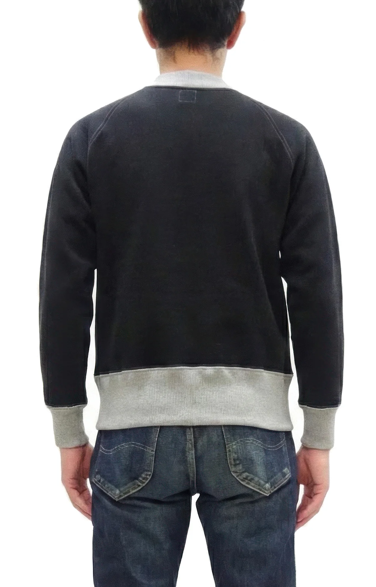 TOYS McCOY Men's Zip-Up Sweatshirt - USAAF C-2 Inspired, No Hood, Heavyweight 100% Cotton Loopwheel Fleece, Two-Tone Contrast Panel Design - Made in Japan (TMC2556 030 black and  gray) - Image 4